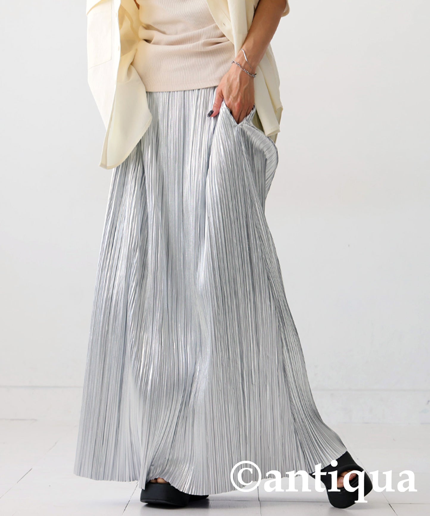 Silver Pleated Skirt Ladies