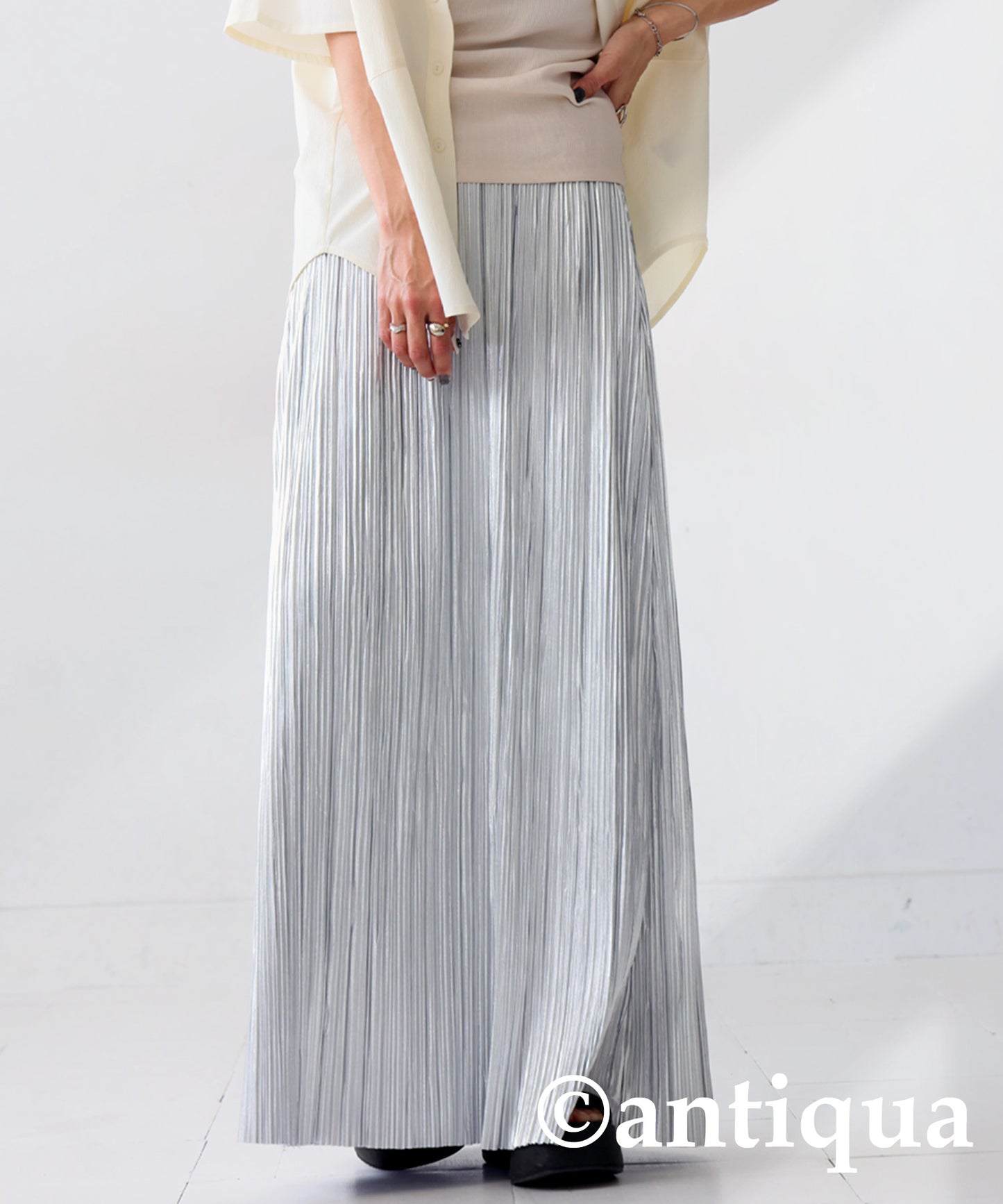 Silver Pleated Skirt Ladies