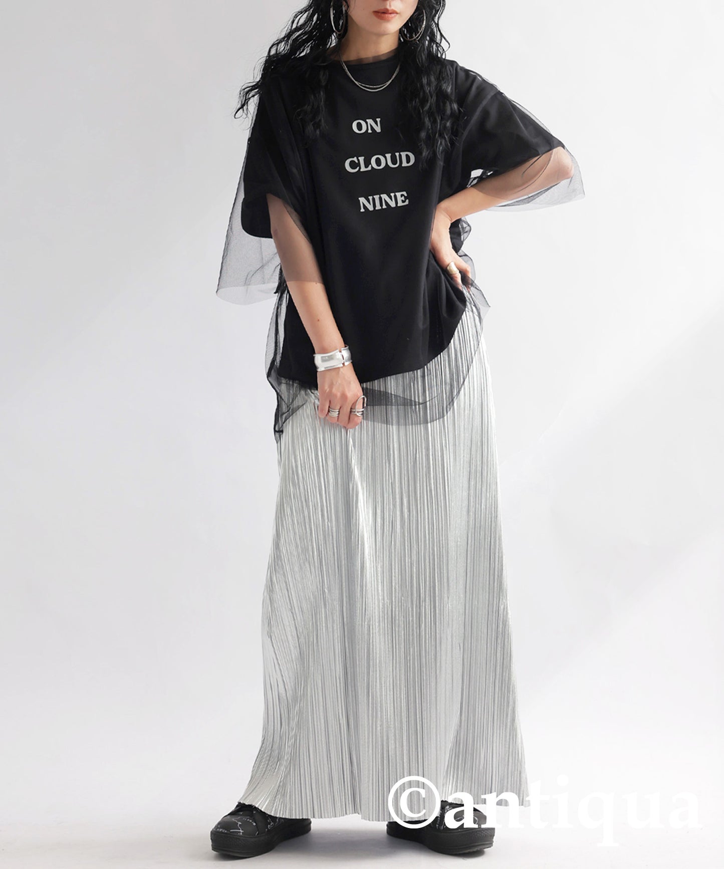 Silver Pleated Skirt Ladies