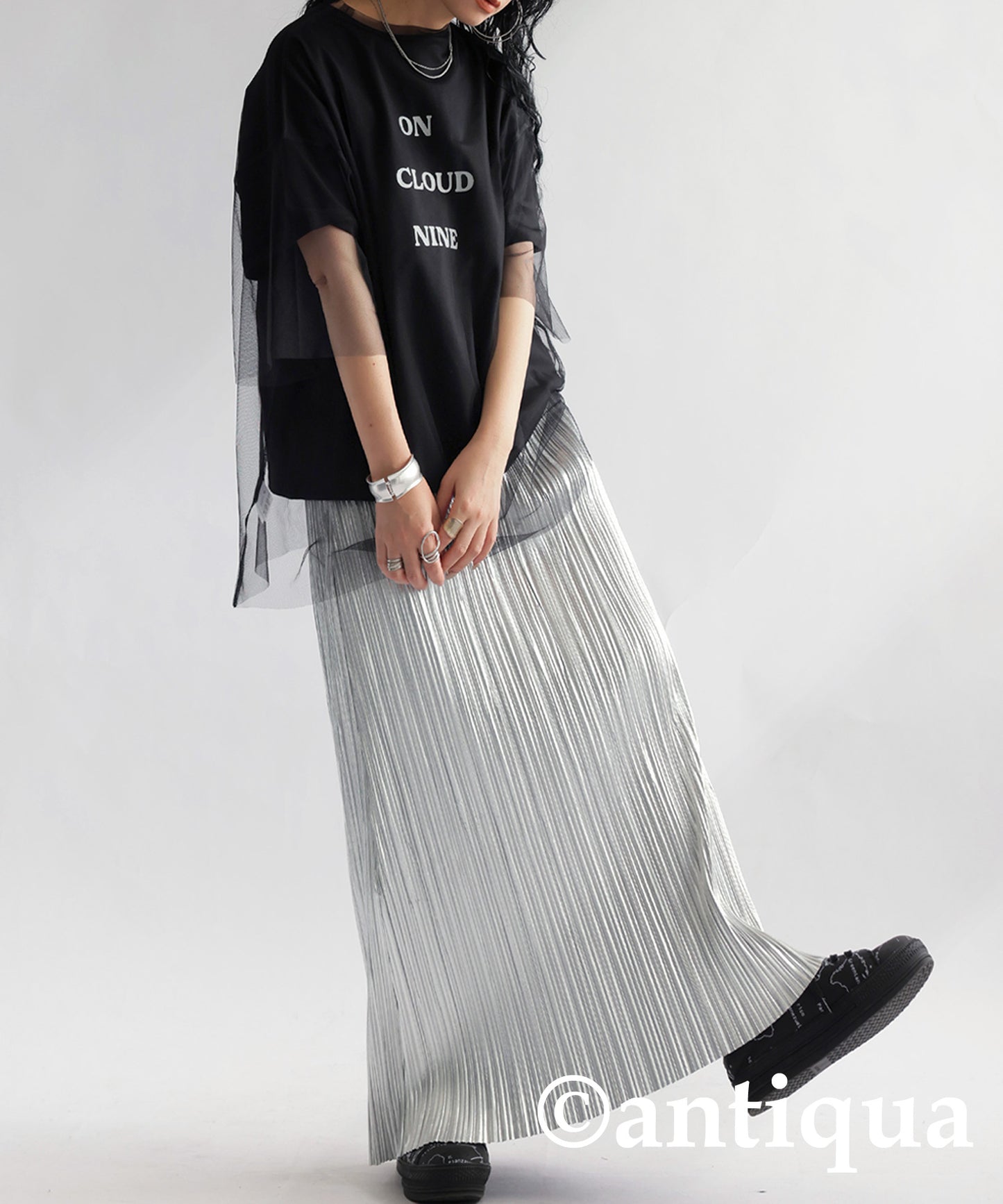 Silver Pleated Skirt Ladies