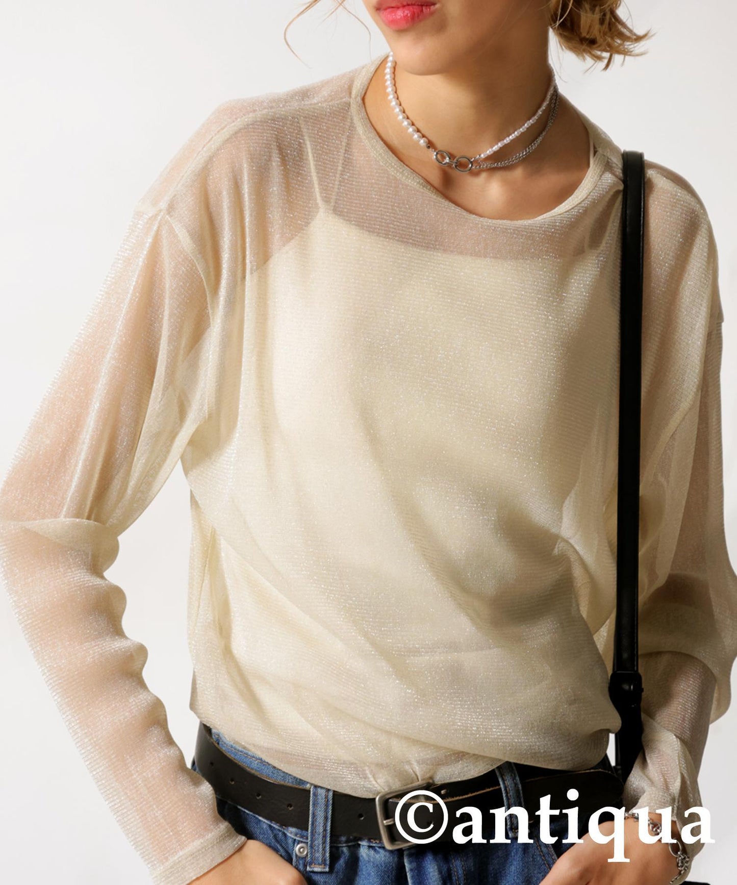 Sheer Glitter Tops Ladies