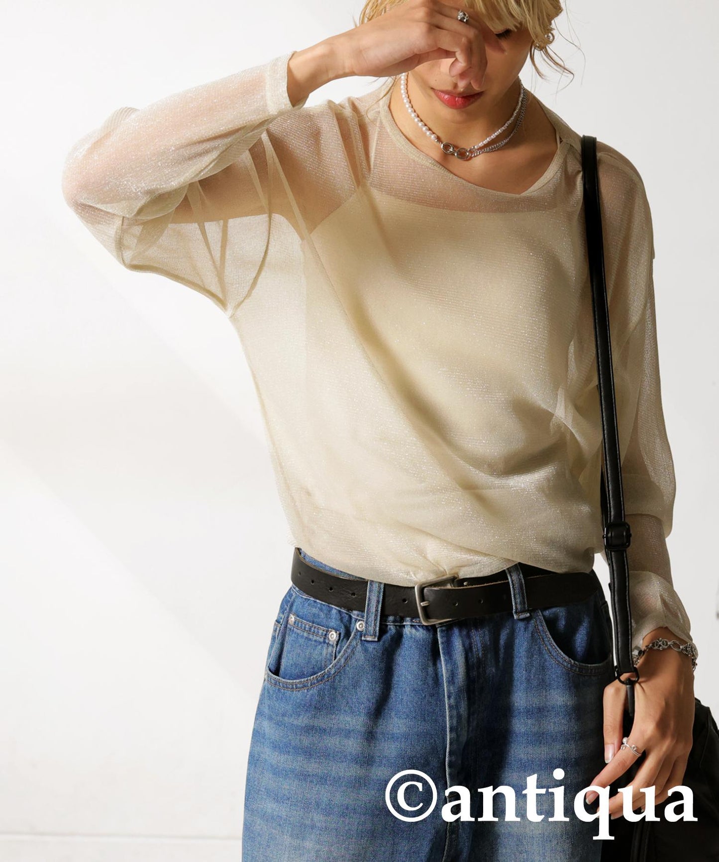 Sheer Glitter Tops Ladies