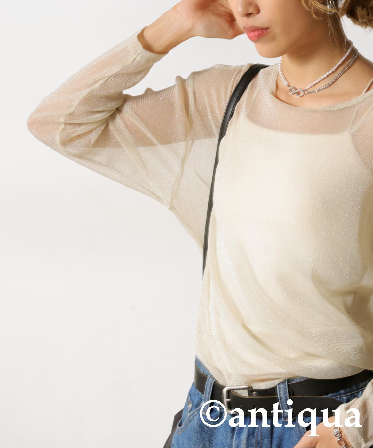 Sheer Glitter Tops Ladies