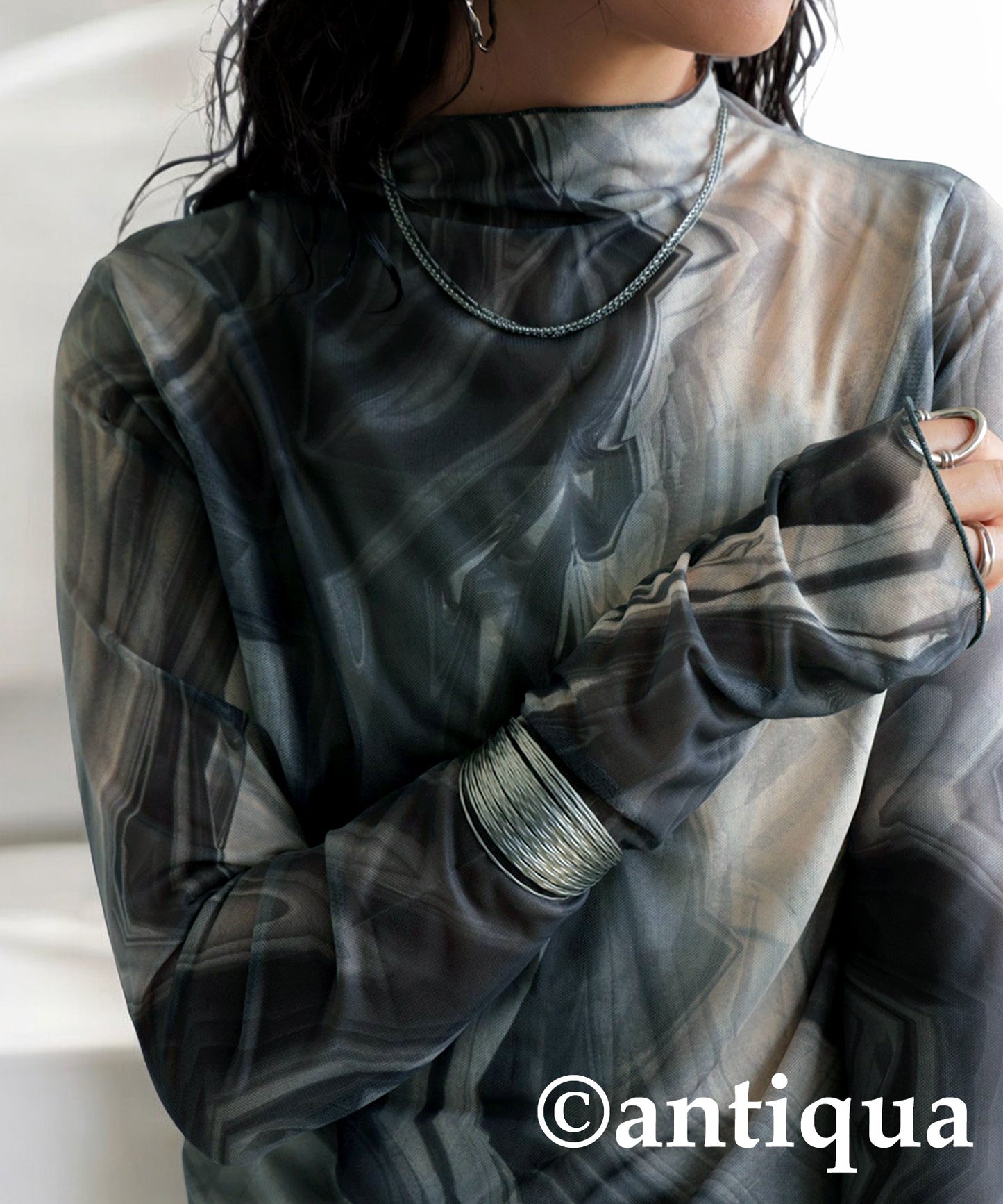 Nuance Pattern Sheer top Ladies