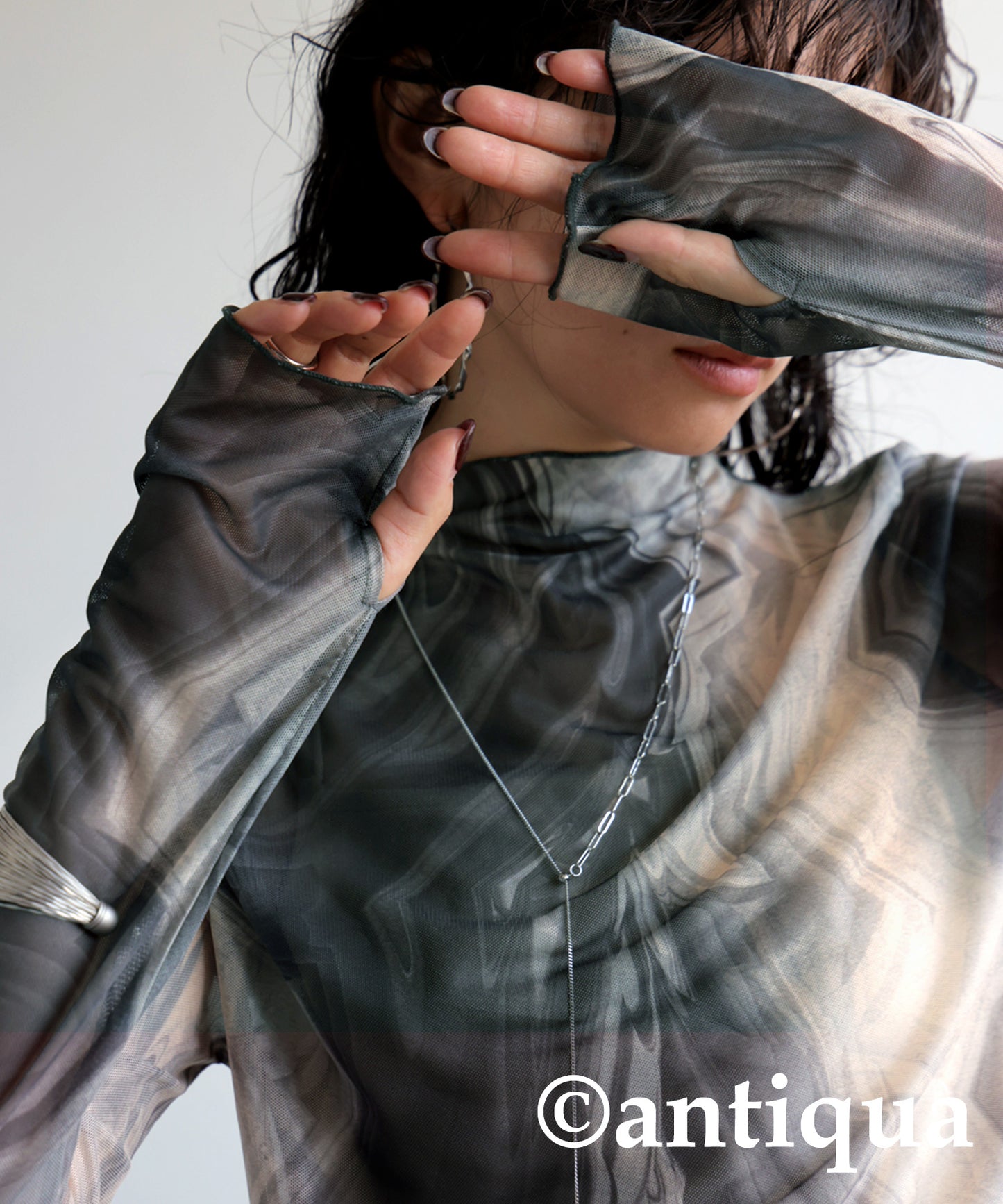 Nuance Pattern Sheer top Ladies