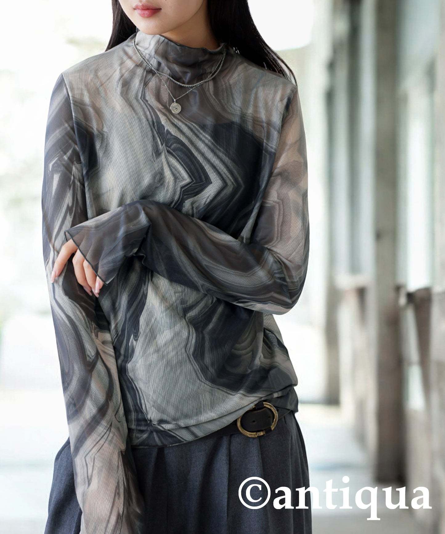 Nuance Pattern Sheer top Ladies