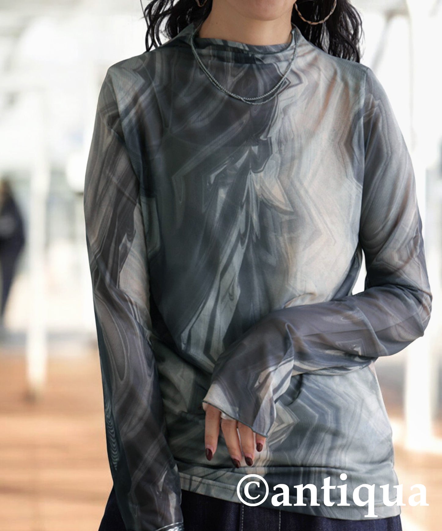 Nuance Pattern Sheer top Ladies