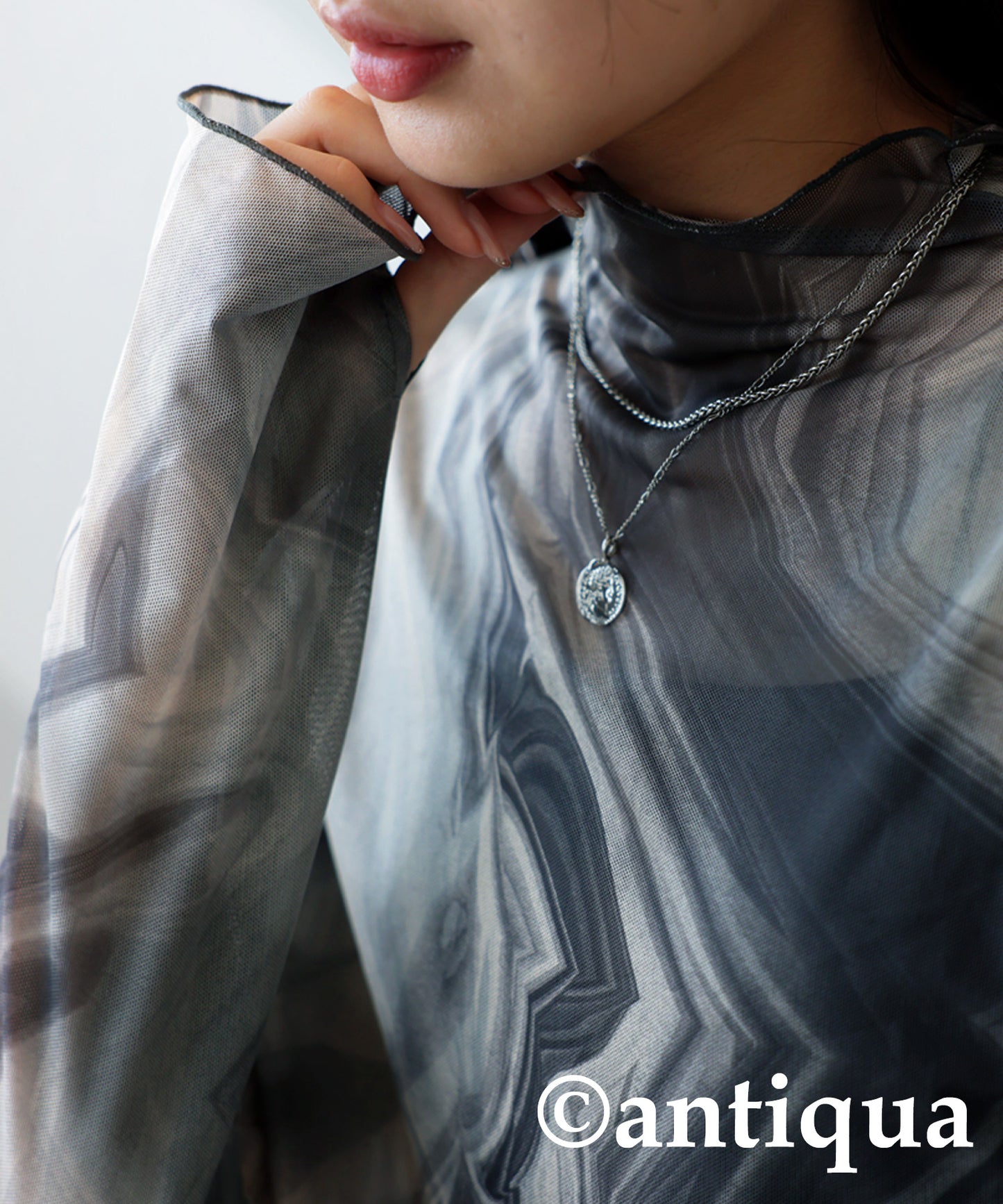 Nuance Pattern Sheer top Ladies