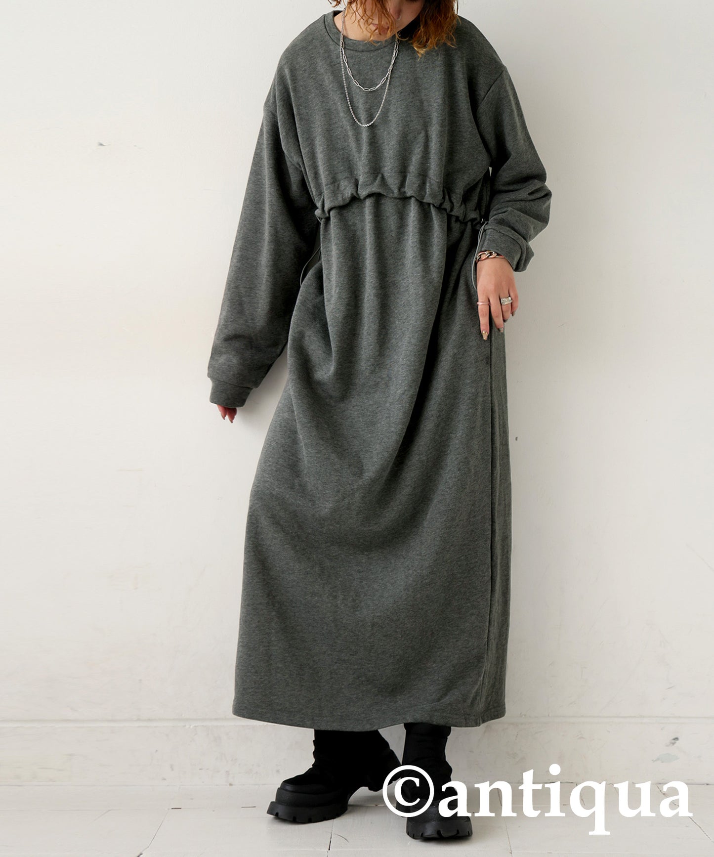 Drawstring Fleece Dress Ladies