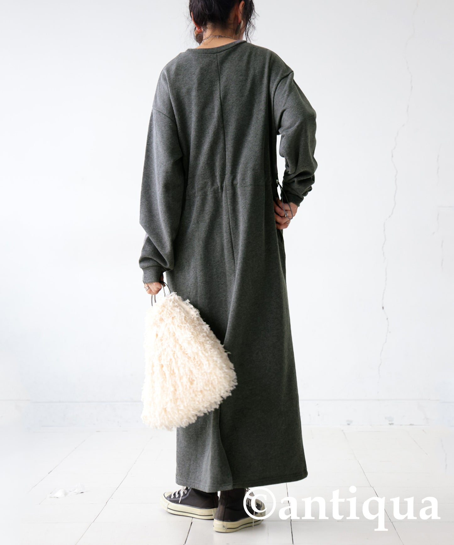 Drawstring Fleece Dress Ladies