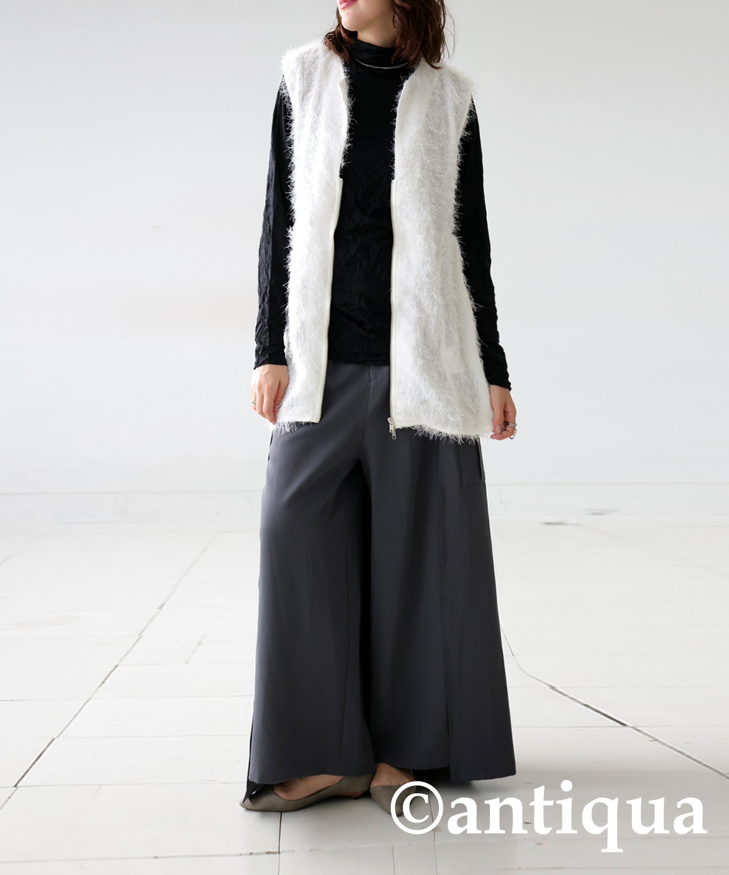 Double Zip Shaggy Vest Ladies
