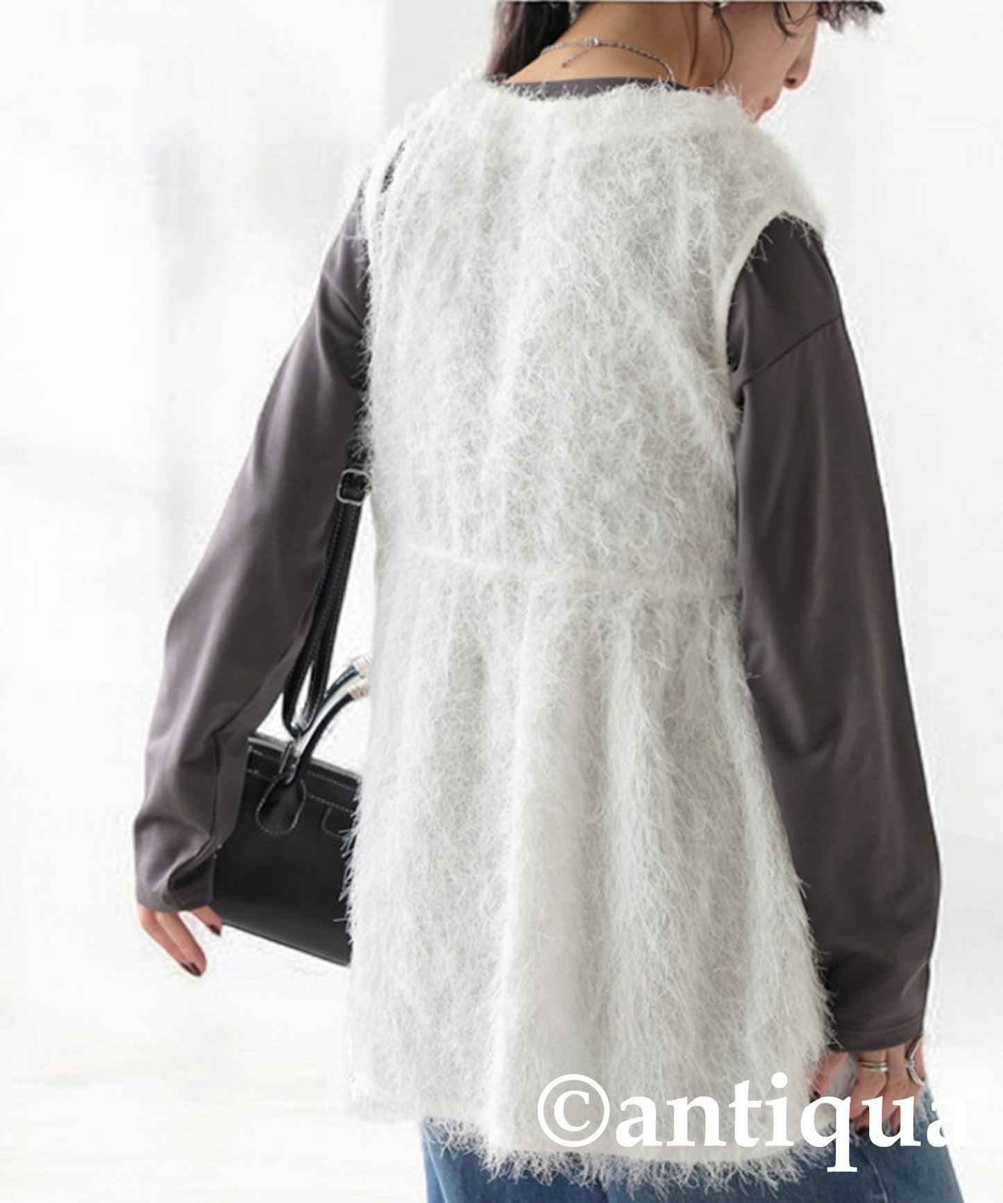 Double Zip Shaggy Vest Ladies