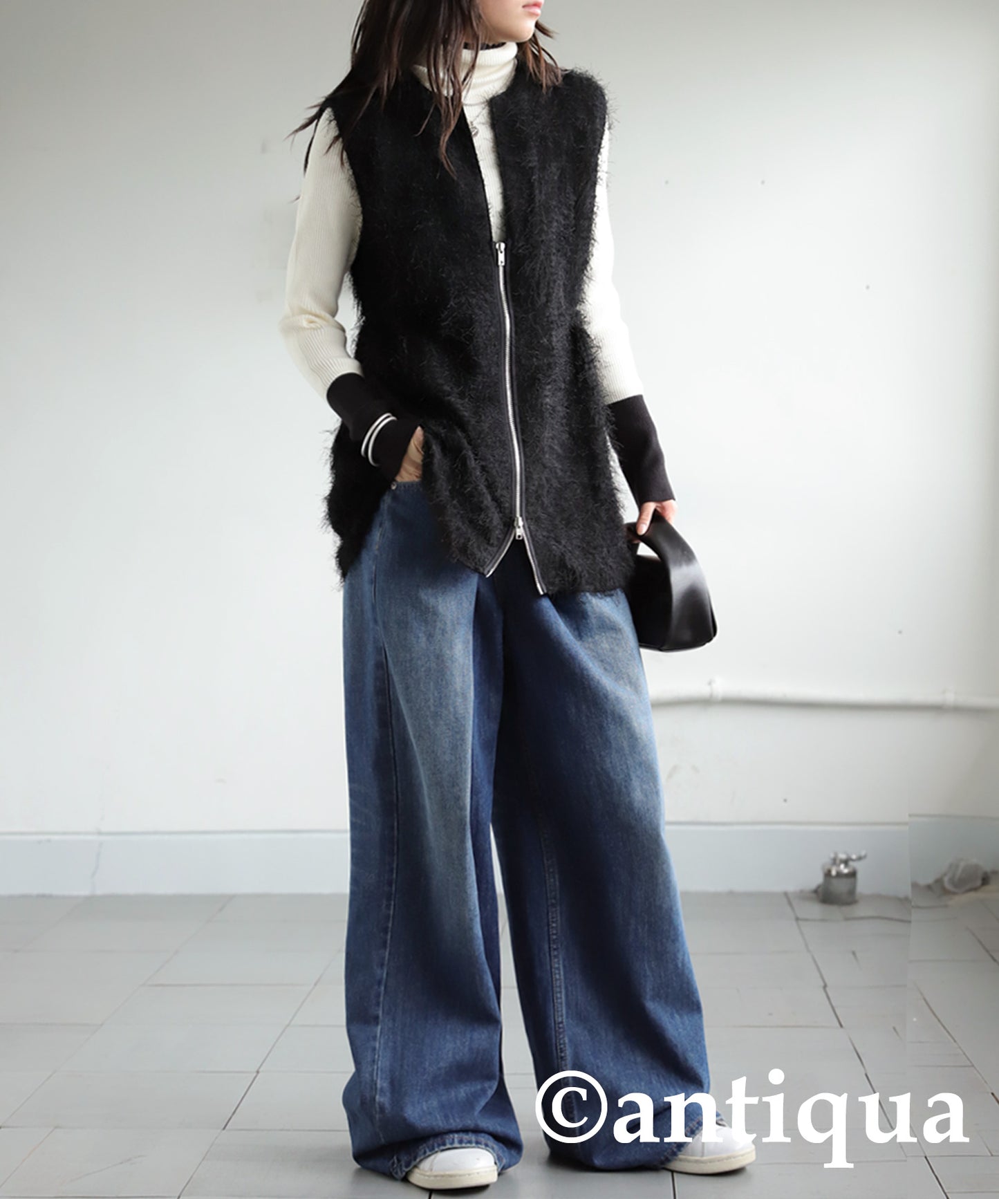 Double Zip Shaggy Vest Ladies