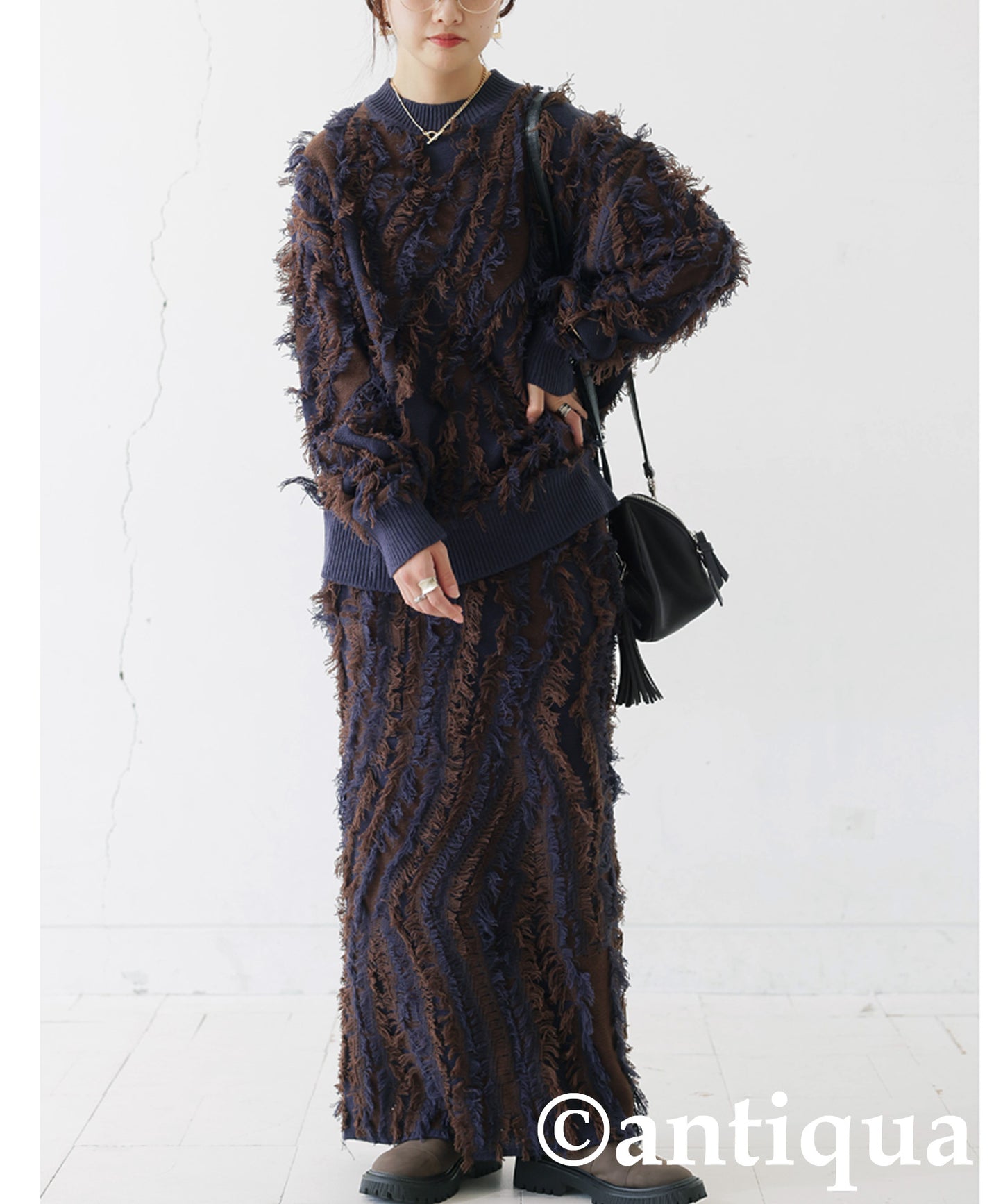 Fringe Knit Skirt Ladies