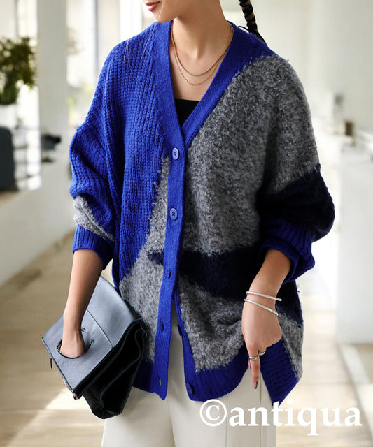 Different Material Knit Cardigan Ladies