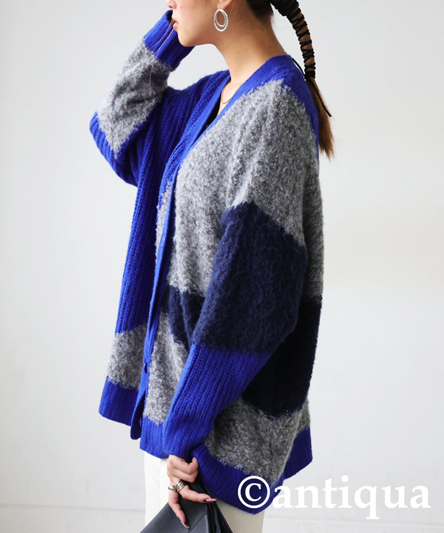 Different Material Knit Cardigan Ladies