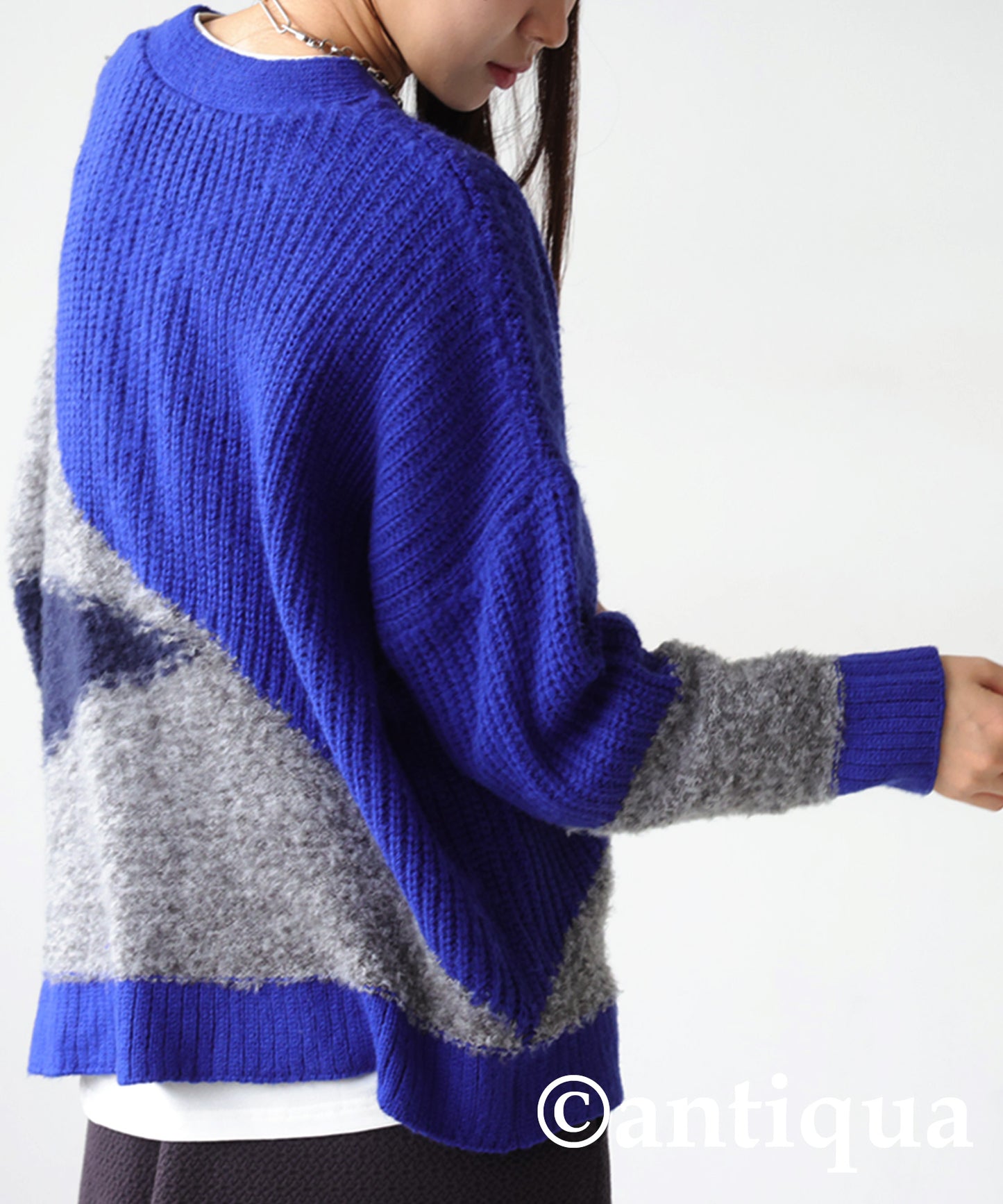 Different Material Knit Cardigan Ladies