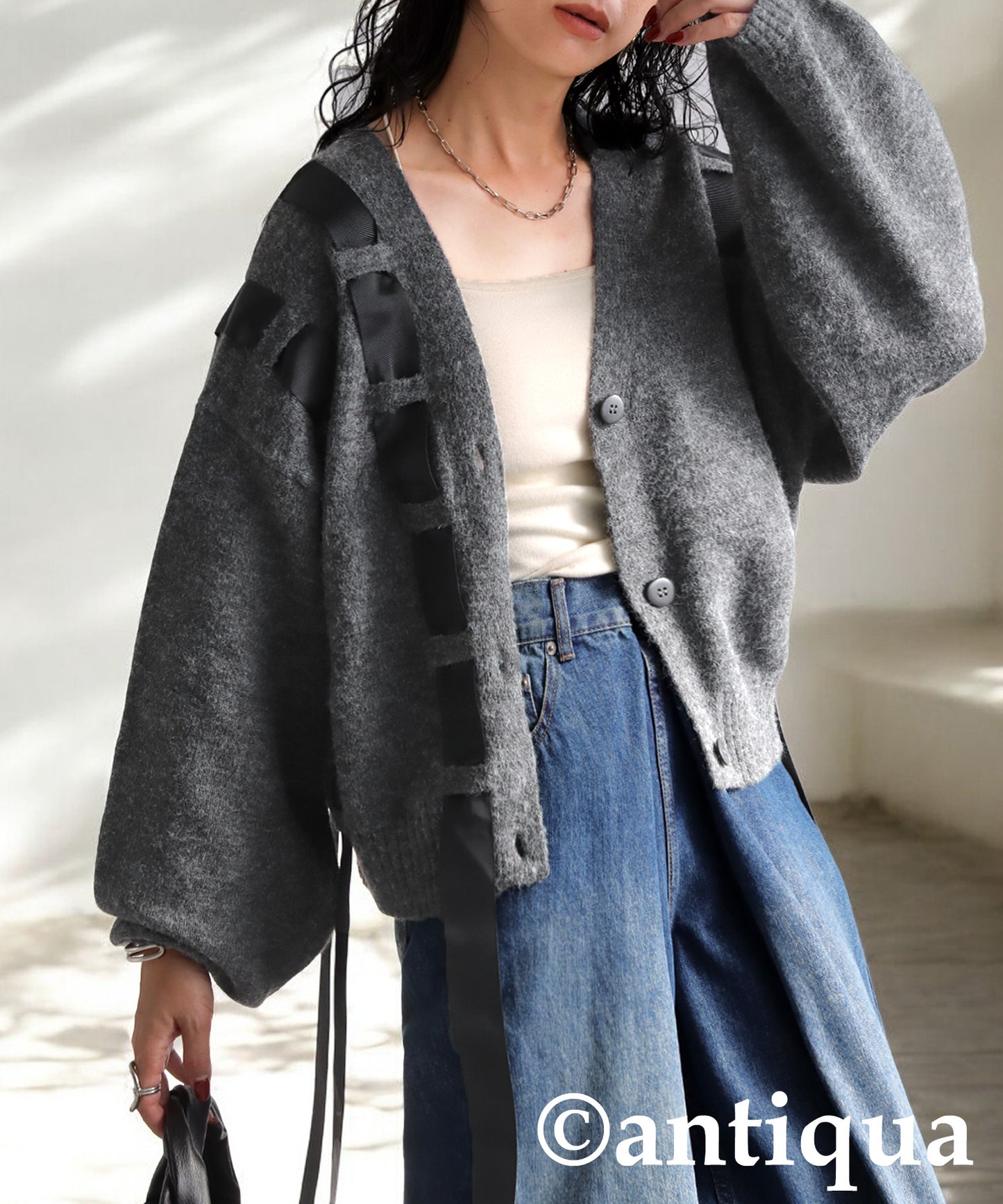 Ribbon Tape Cardigan Ladies