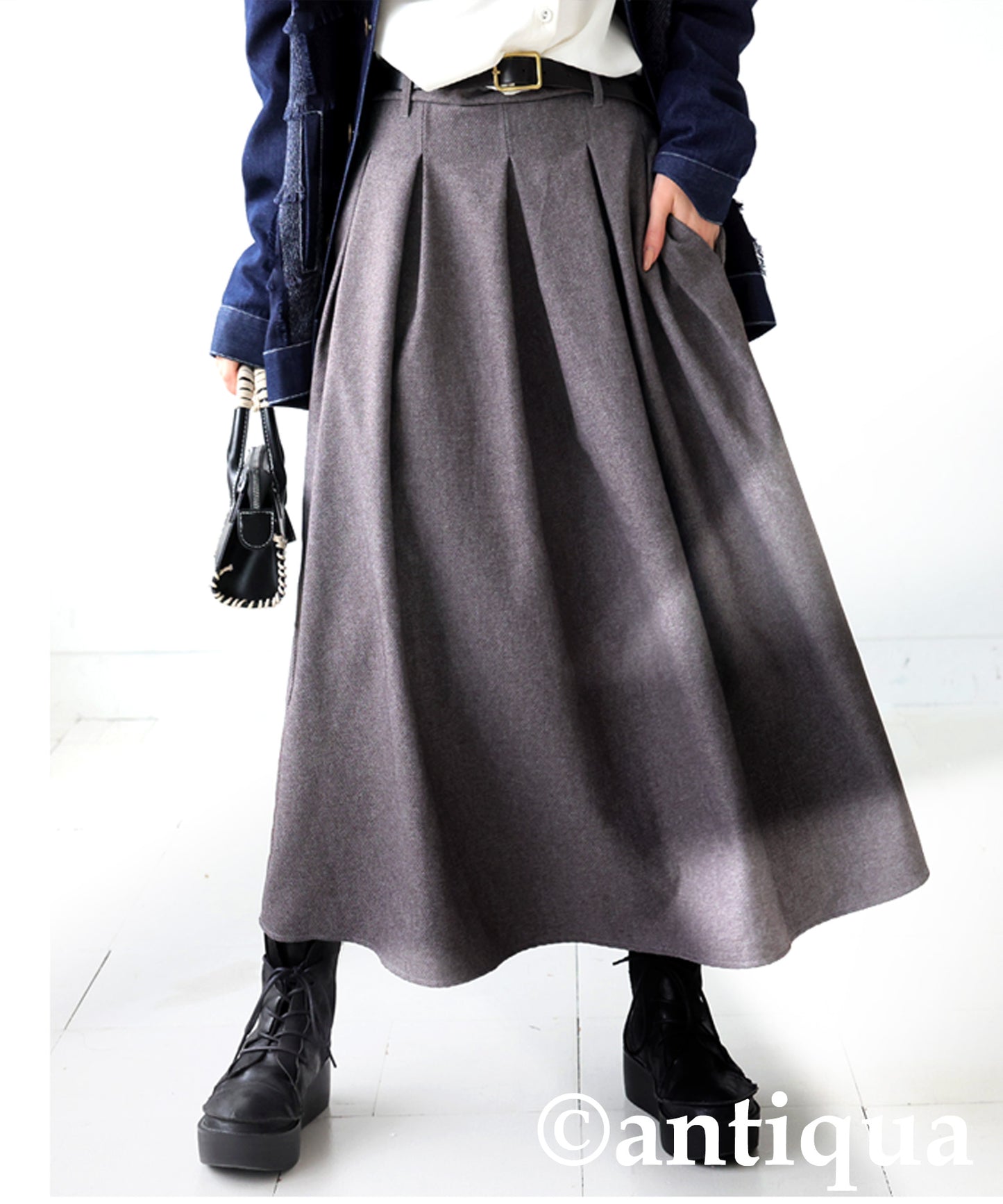 Tuck Flare Skirt Ladies