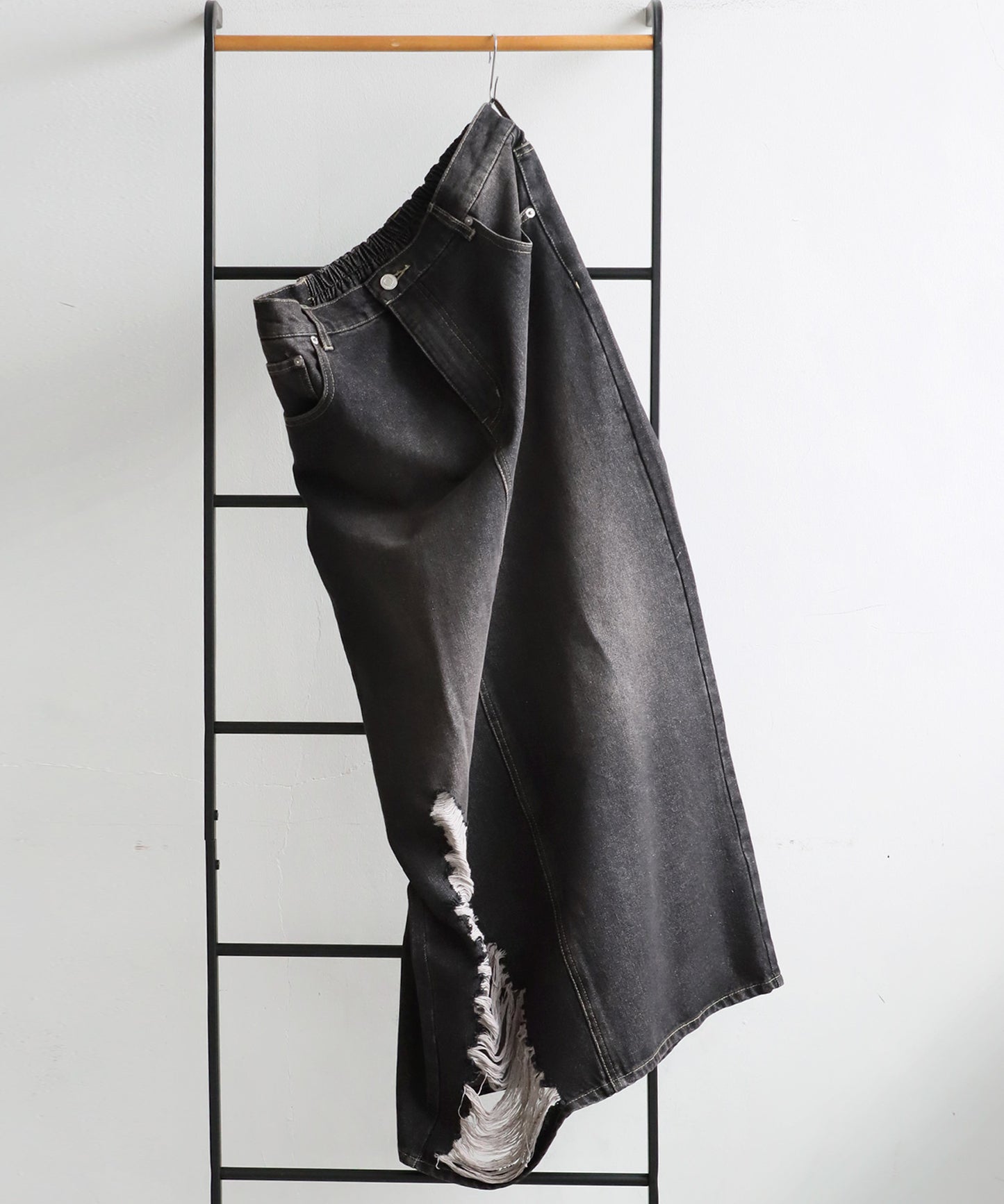 Ladies Distressed Denim Skirt