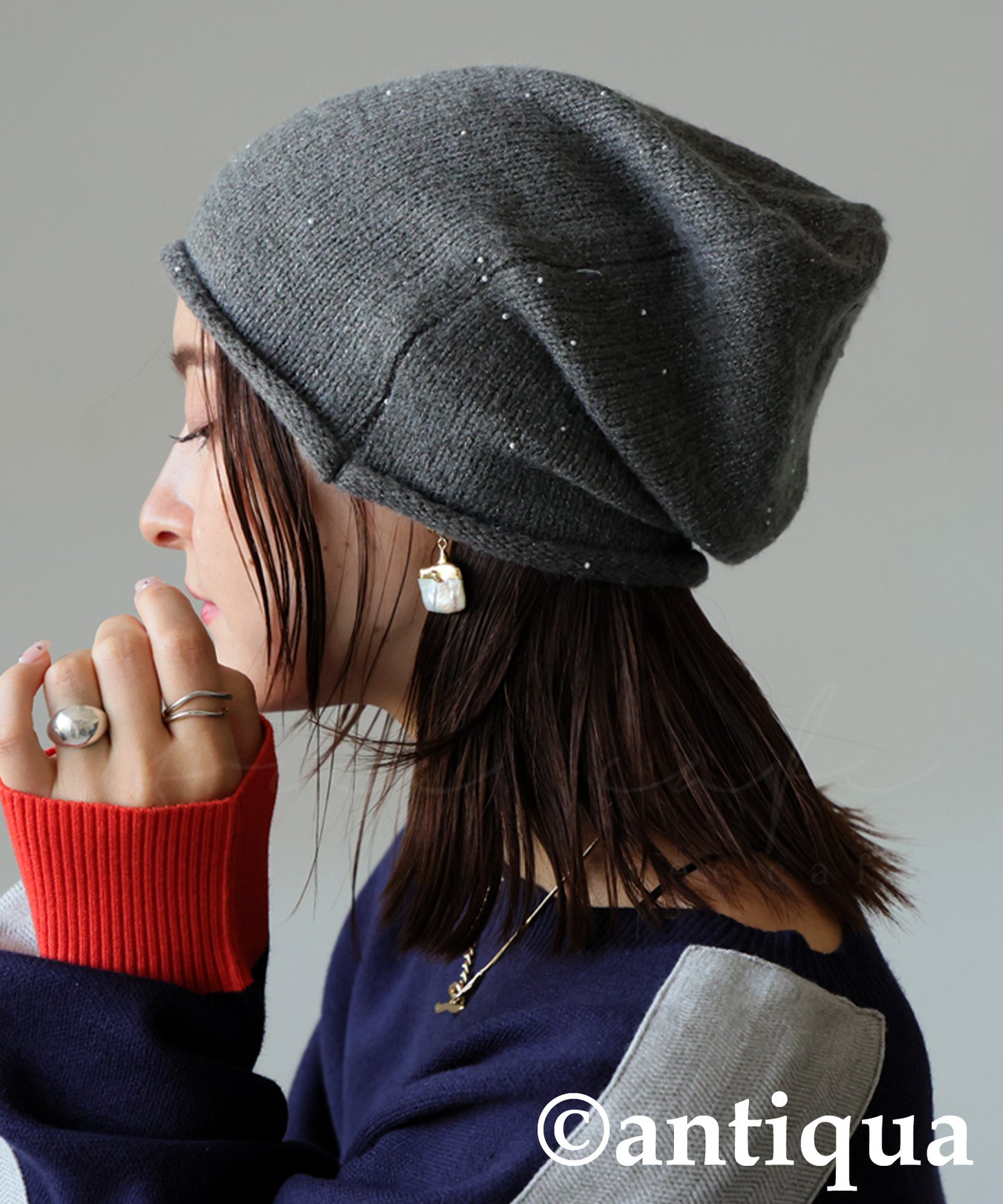 Pearl Knit Hat Ladies