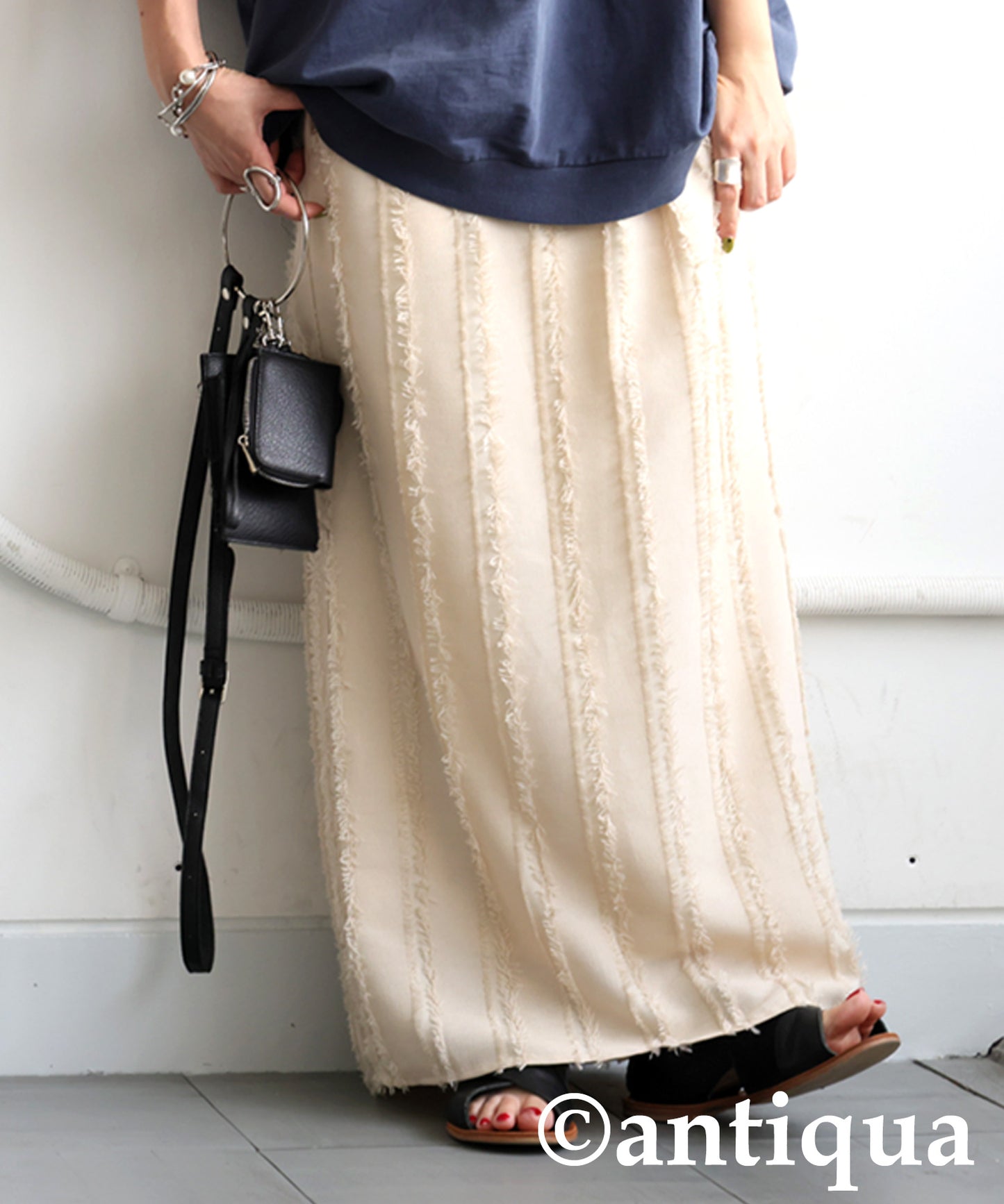 Ladies Striped Fringe Skirt