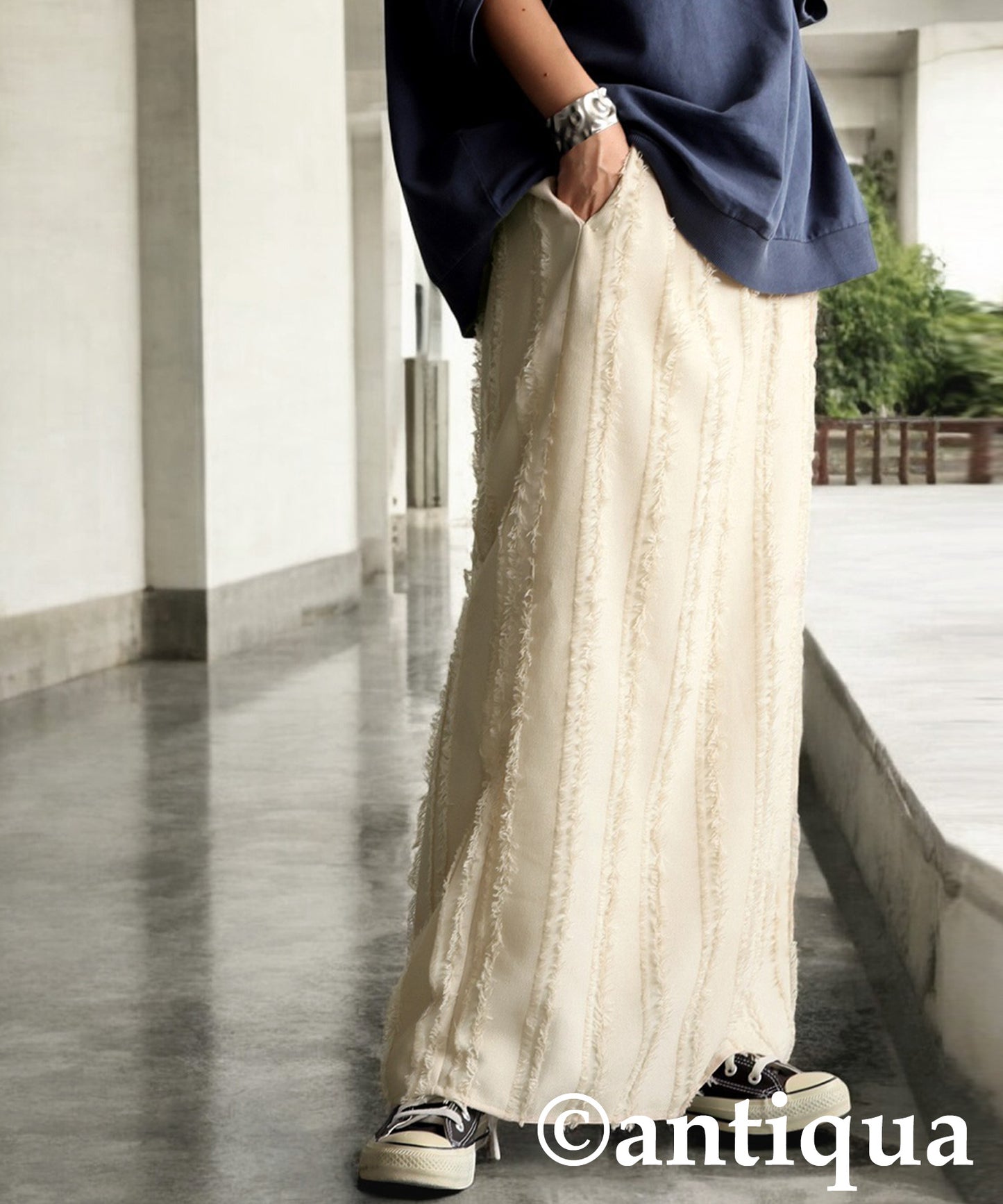 Ladies Striped Fringe Skirt