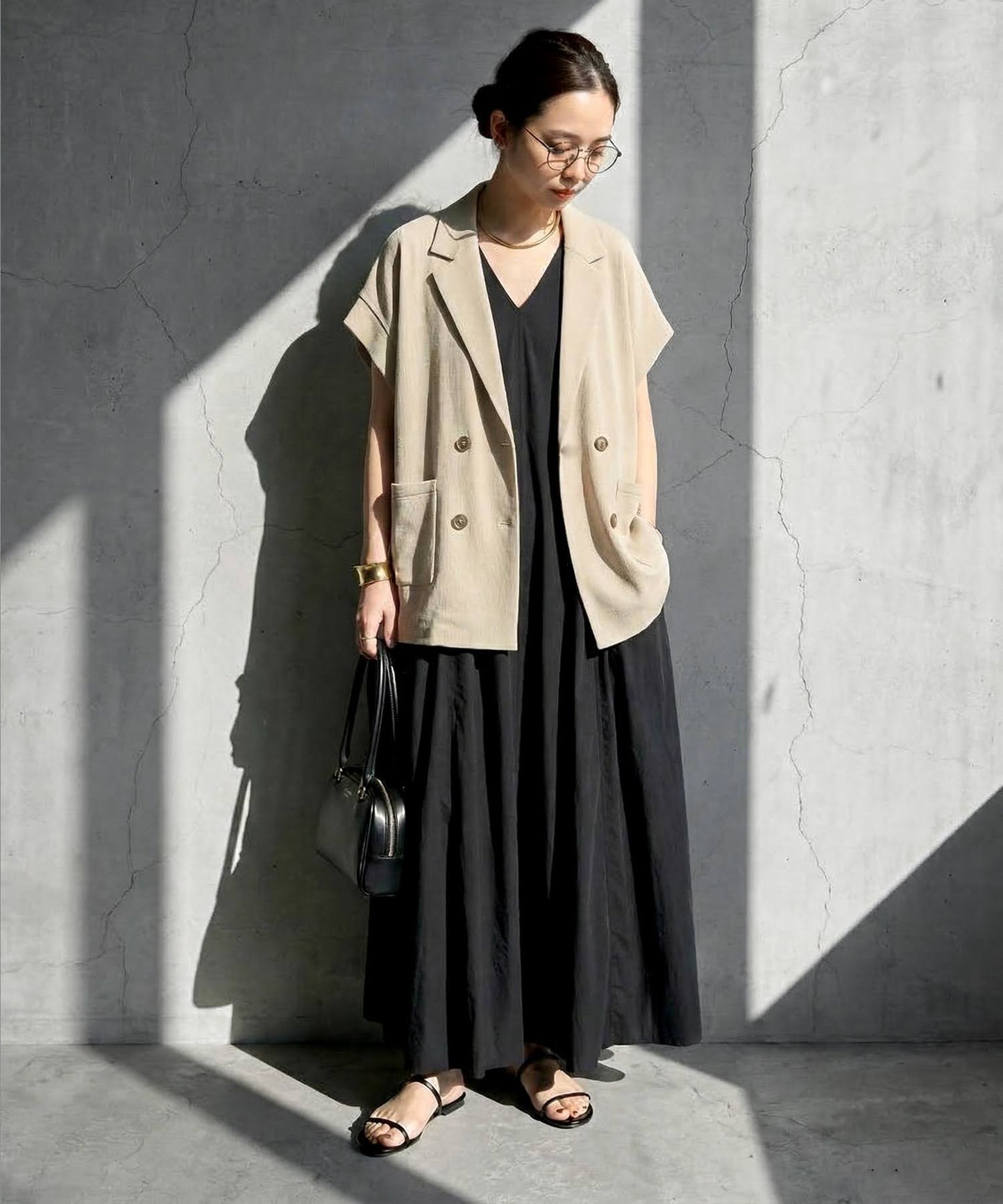Jacket-Style Double-Breasted Knit Vest Ladies