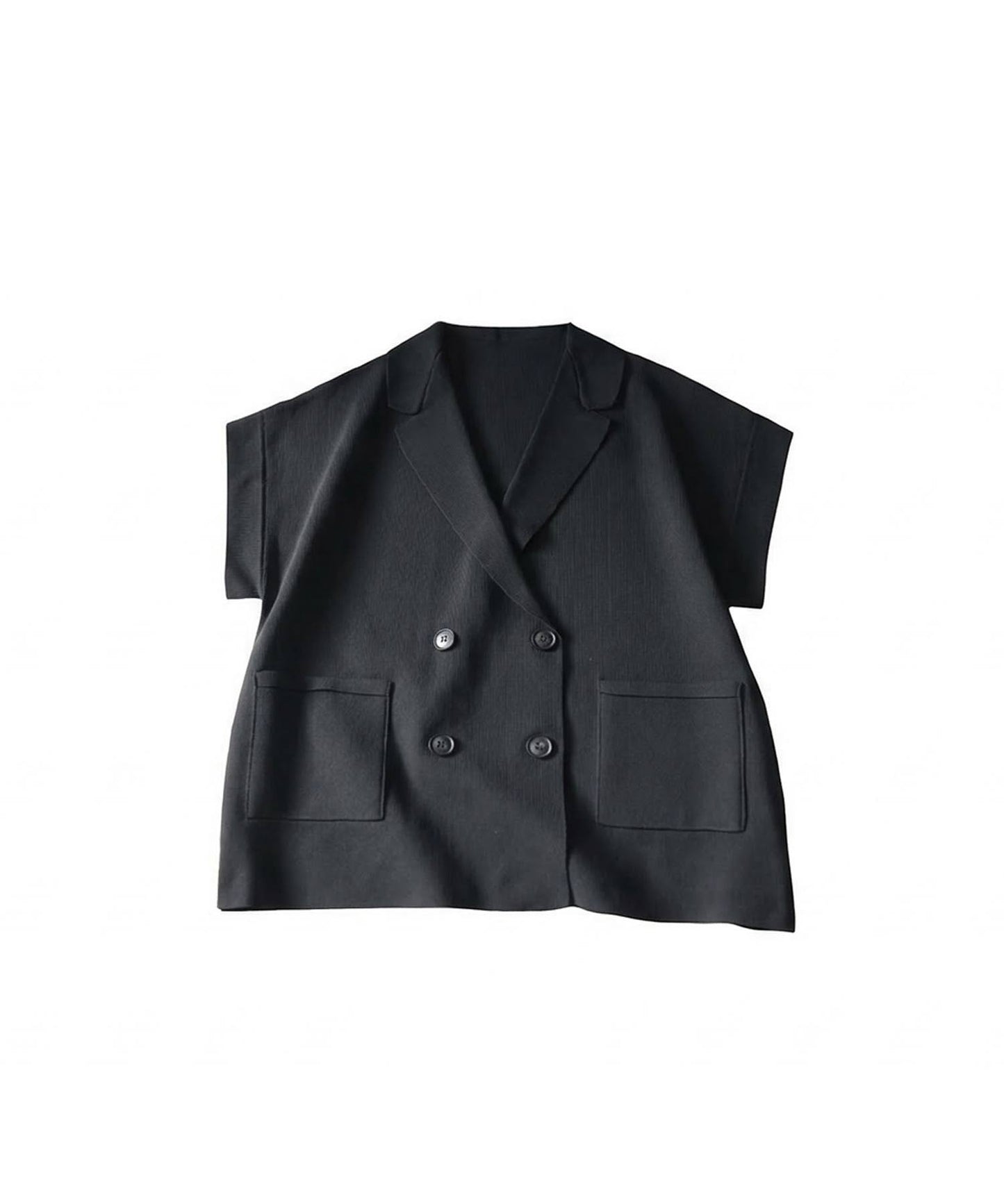 Jacket-Style Double-Breasted Knit Vest Ladies