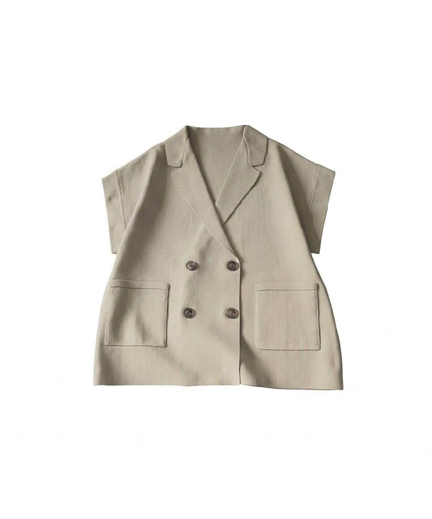 Jacket-Style Double-Breasted Knit Vest Ladies