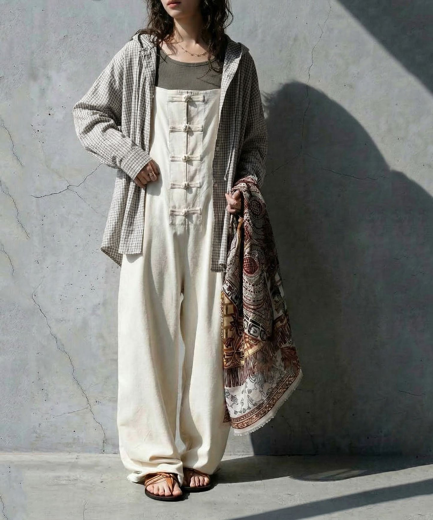 Checkered Hooded Sheer Shirt Ladies