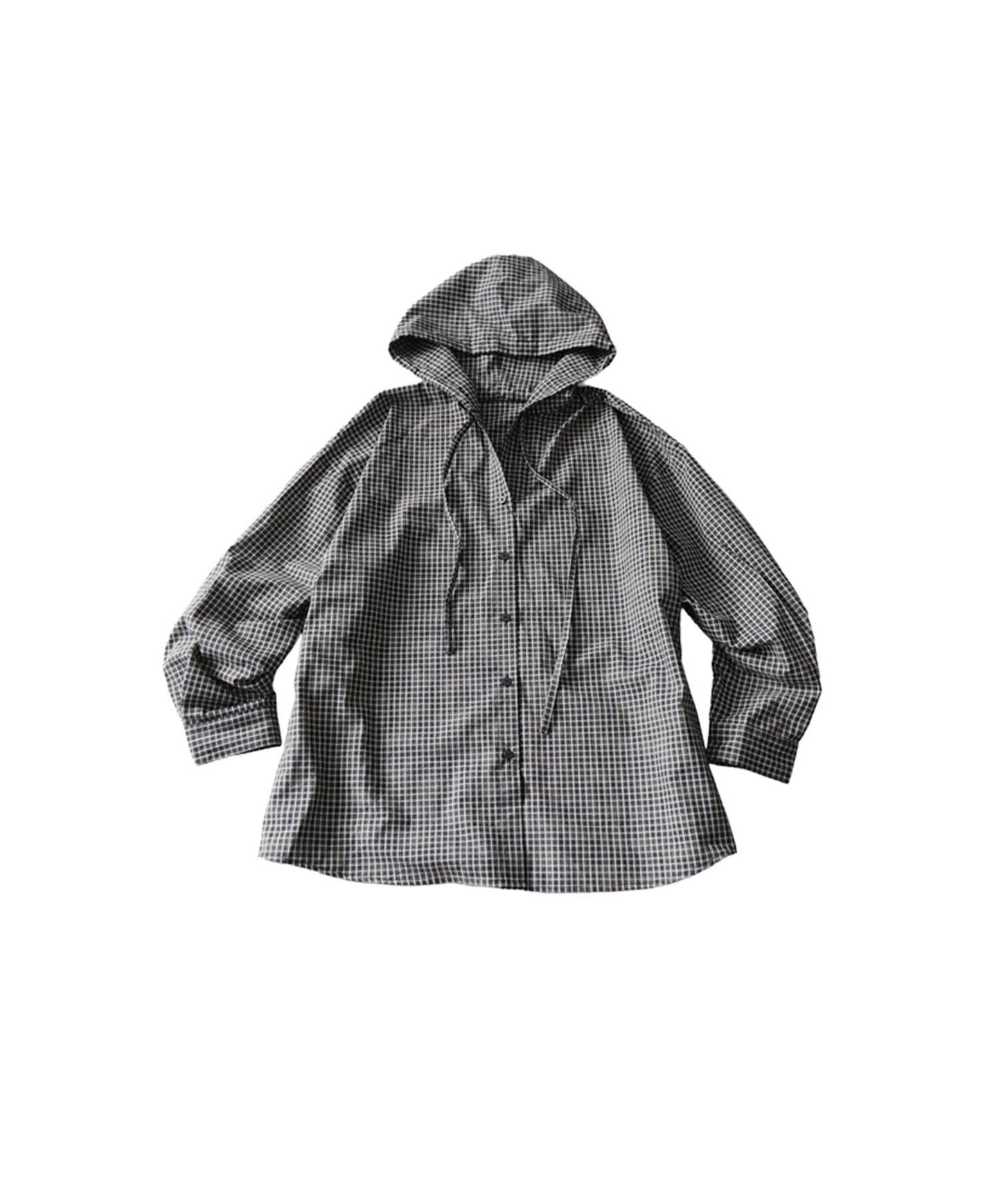 Checkered Hooded Sheer Shirt Ladies