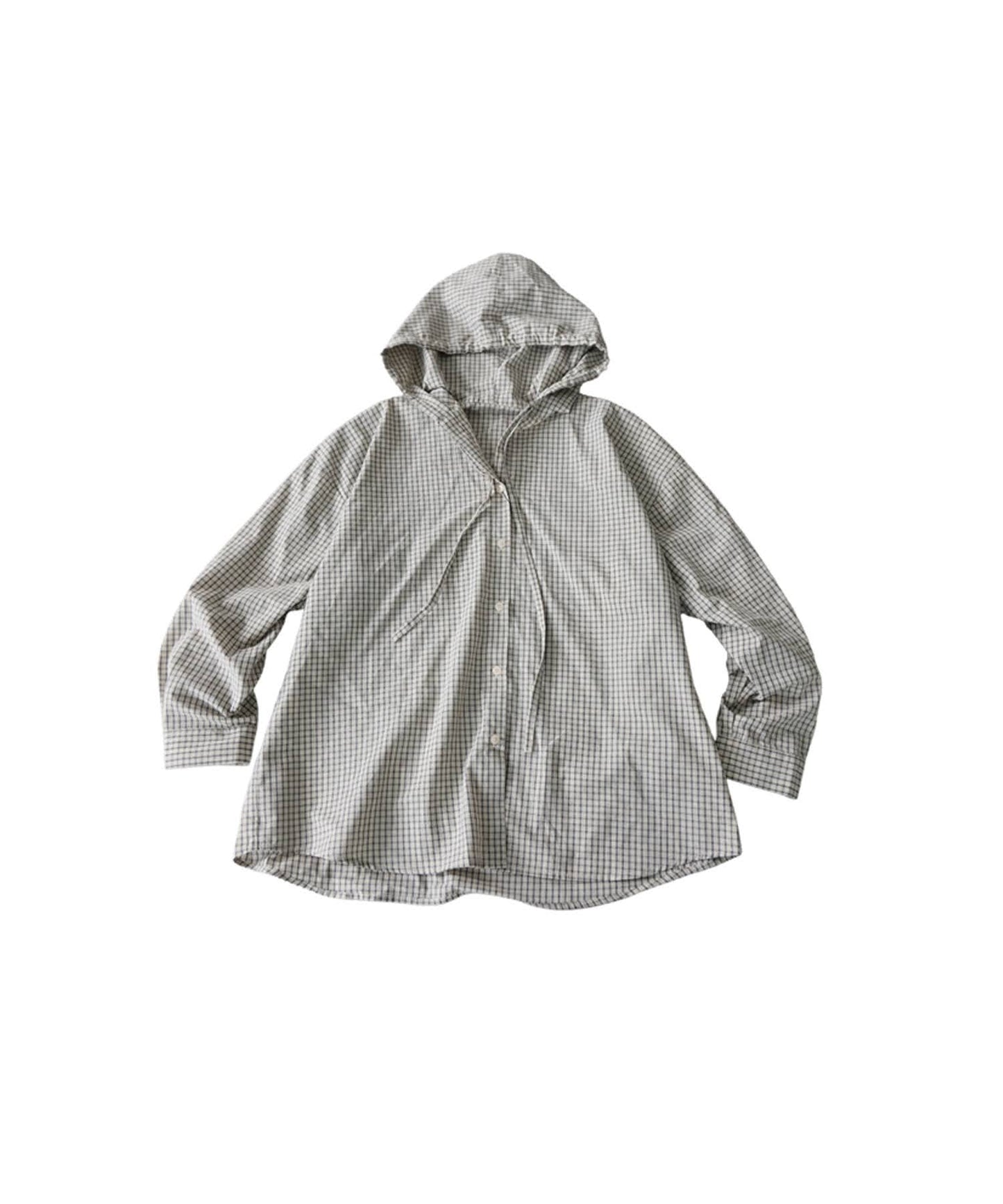 Checkered Hooded Sheer Shirt Ladies