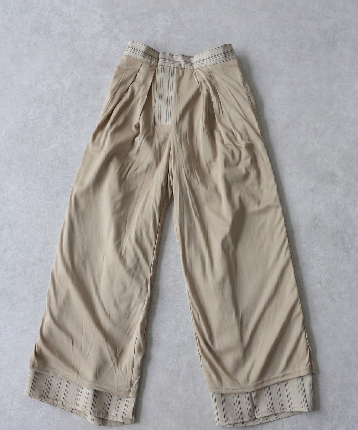 Striped Wide-Leg Pants With Pleats Ladies