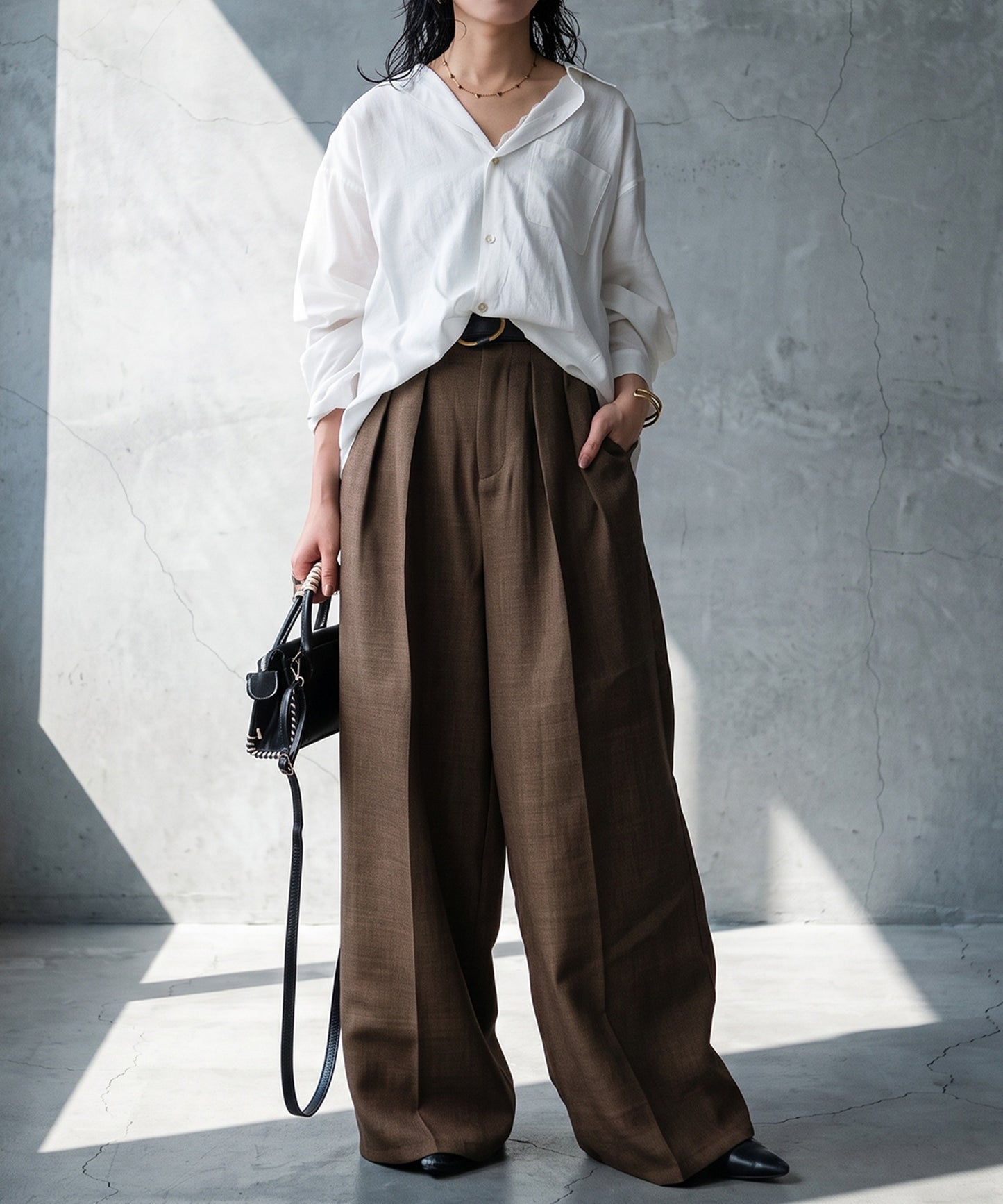Center-Pleated Wide-Leg Pants Ladies