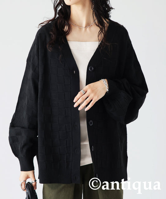 Ladies Block Checked Cardigan