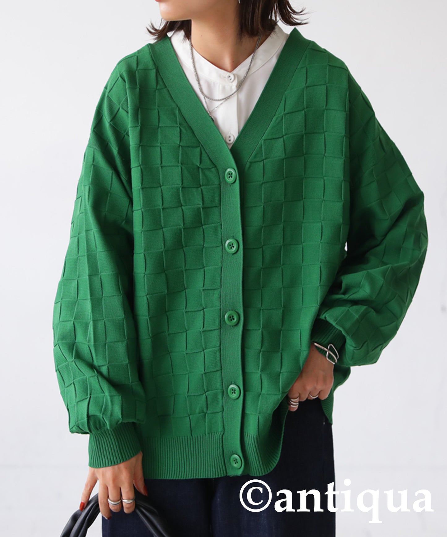 Ladies Block Checked Cardigan