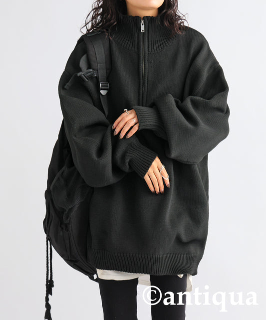 Half Zip Sponge Knit Ladies