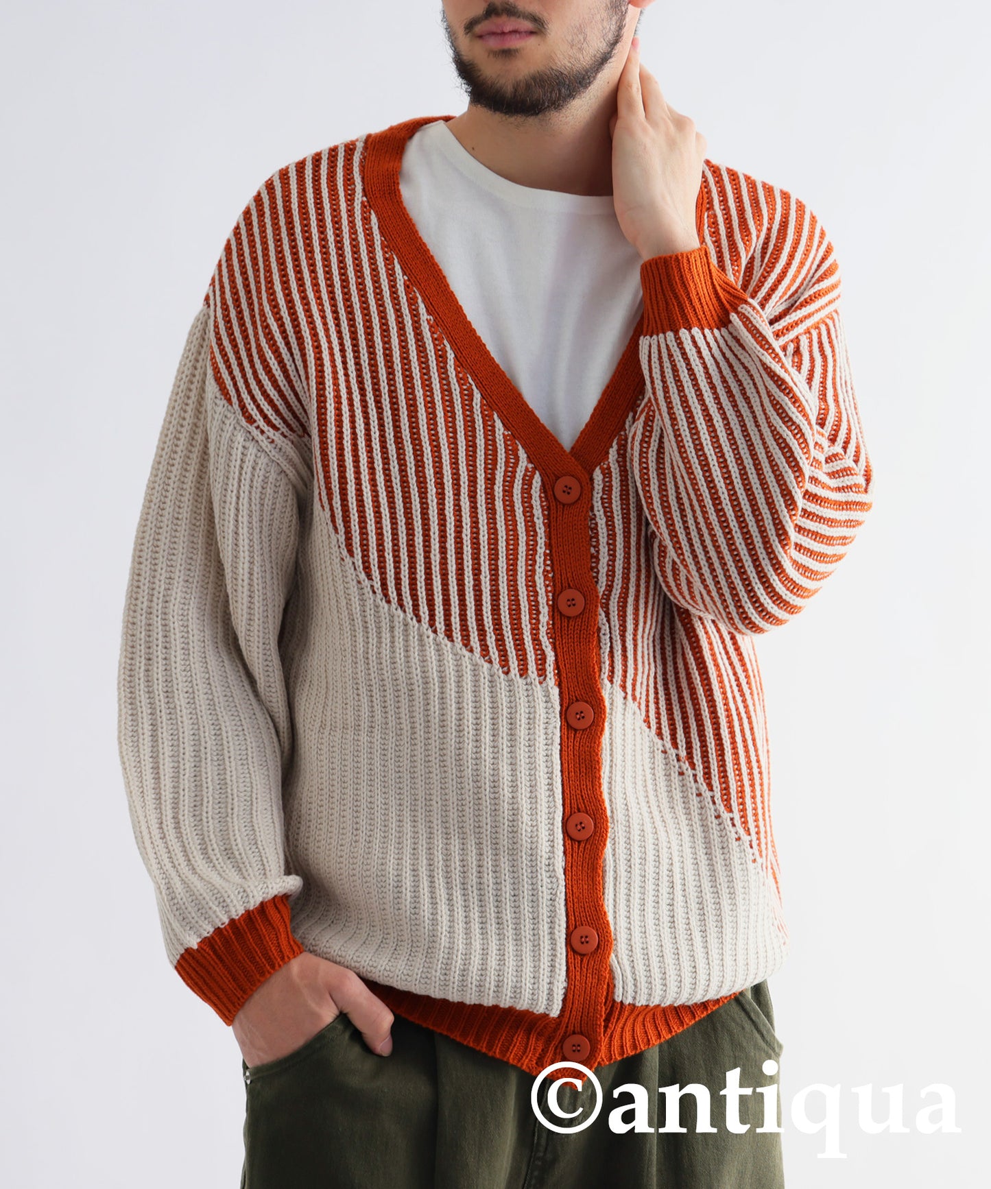 Color Knit Cardigan Men's