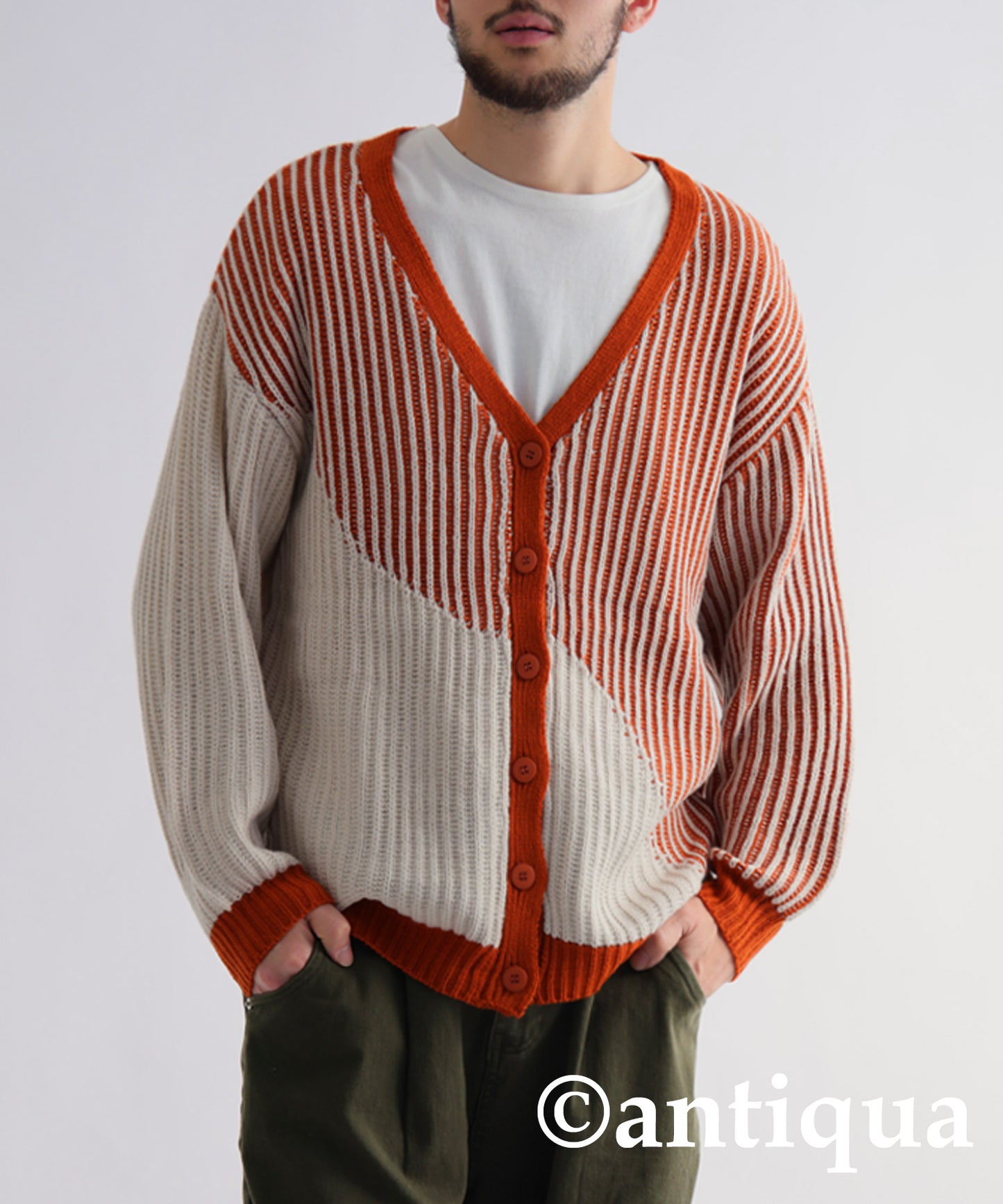 Color Knit Cardigan Men's