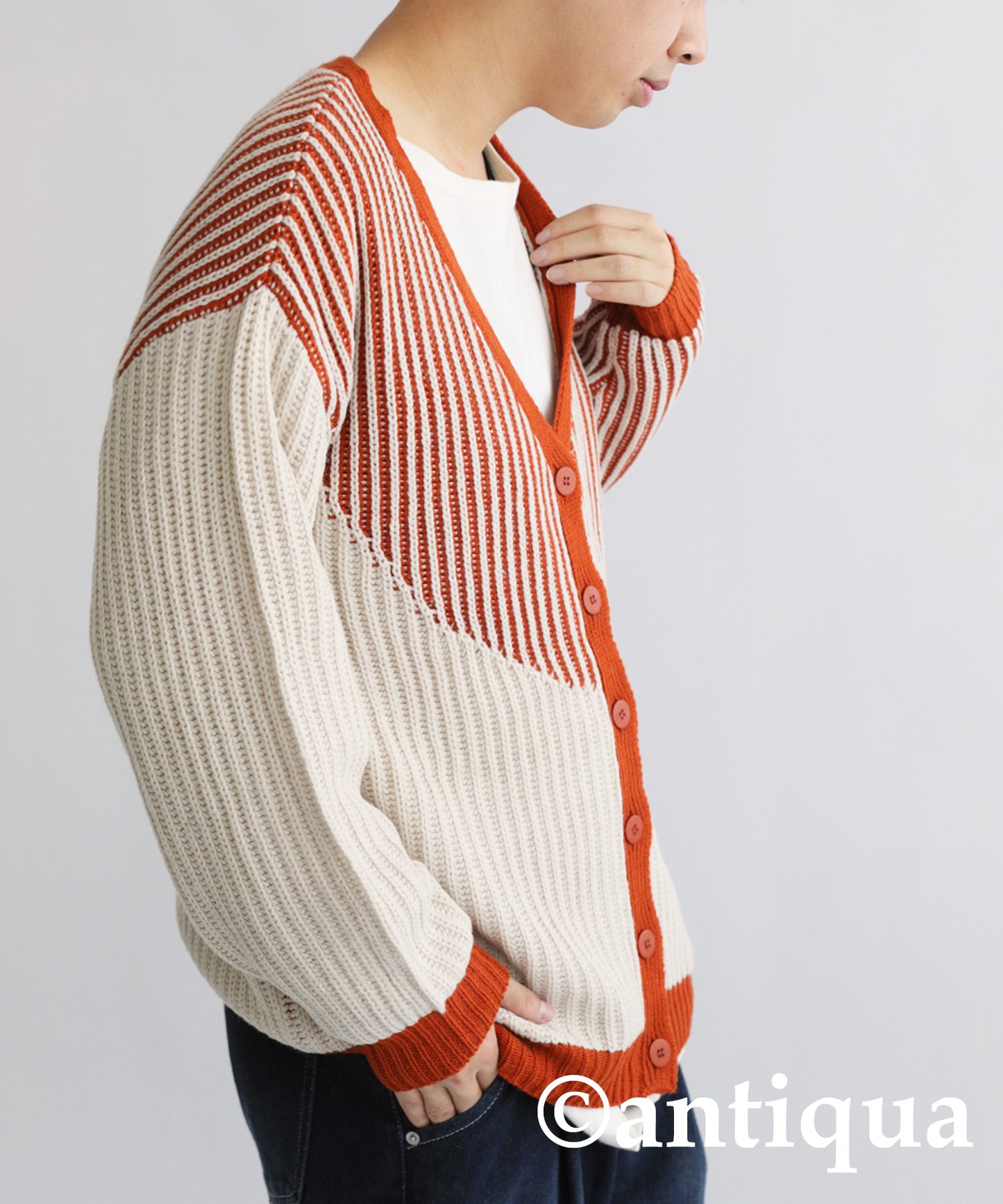 Color Knit Cardigan Men's