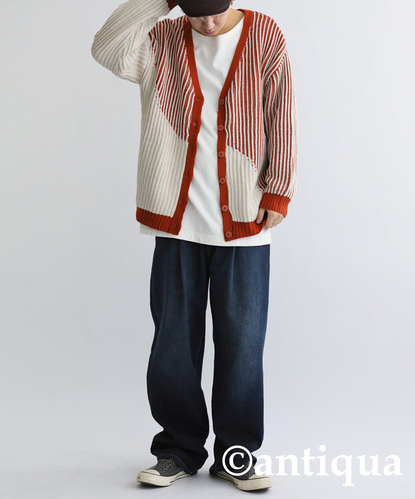 Color Knit Cardigan Men's