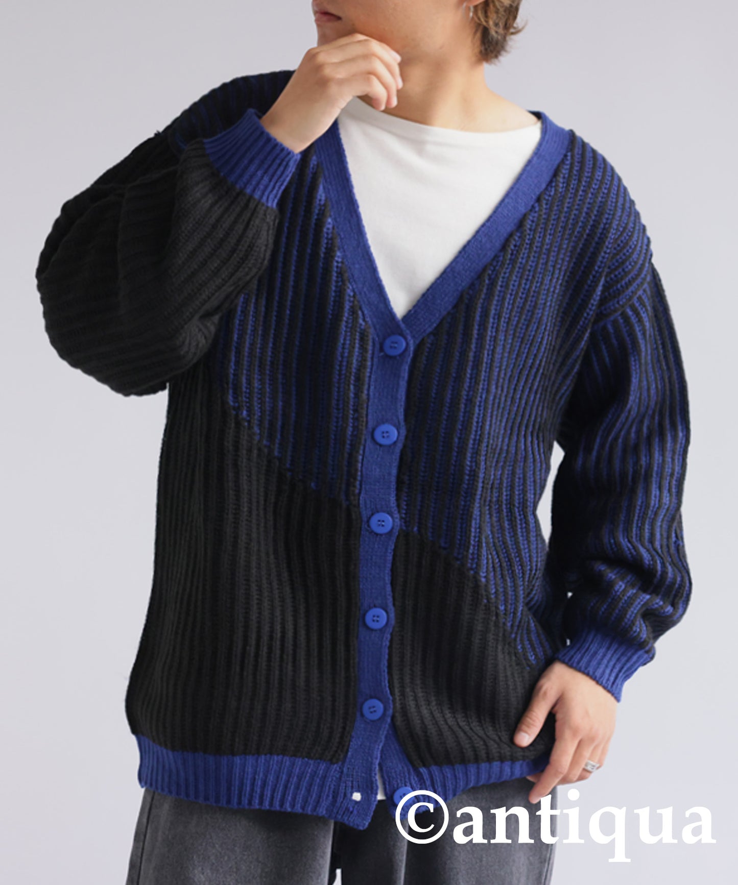 Color Knit Cardigan Men's