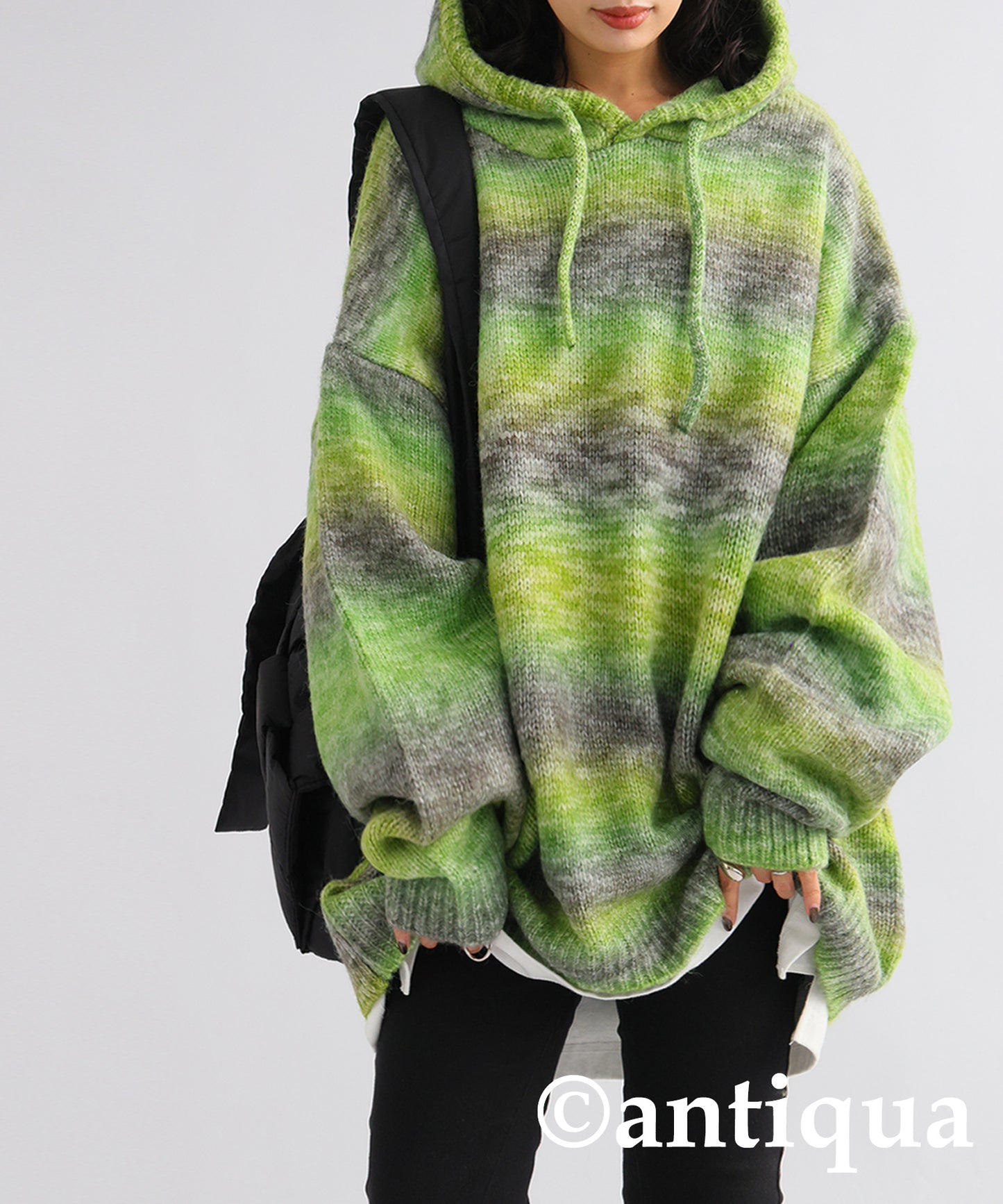 Gradient Knit Hoodie Ladies