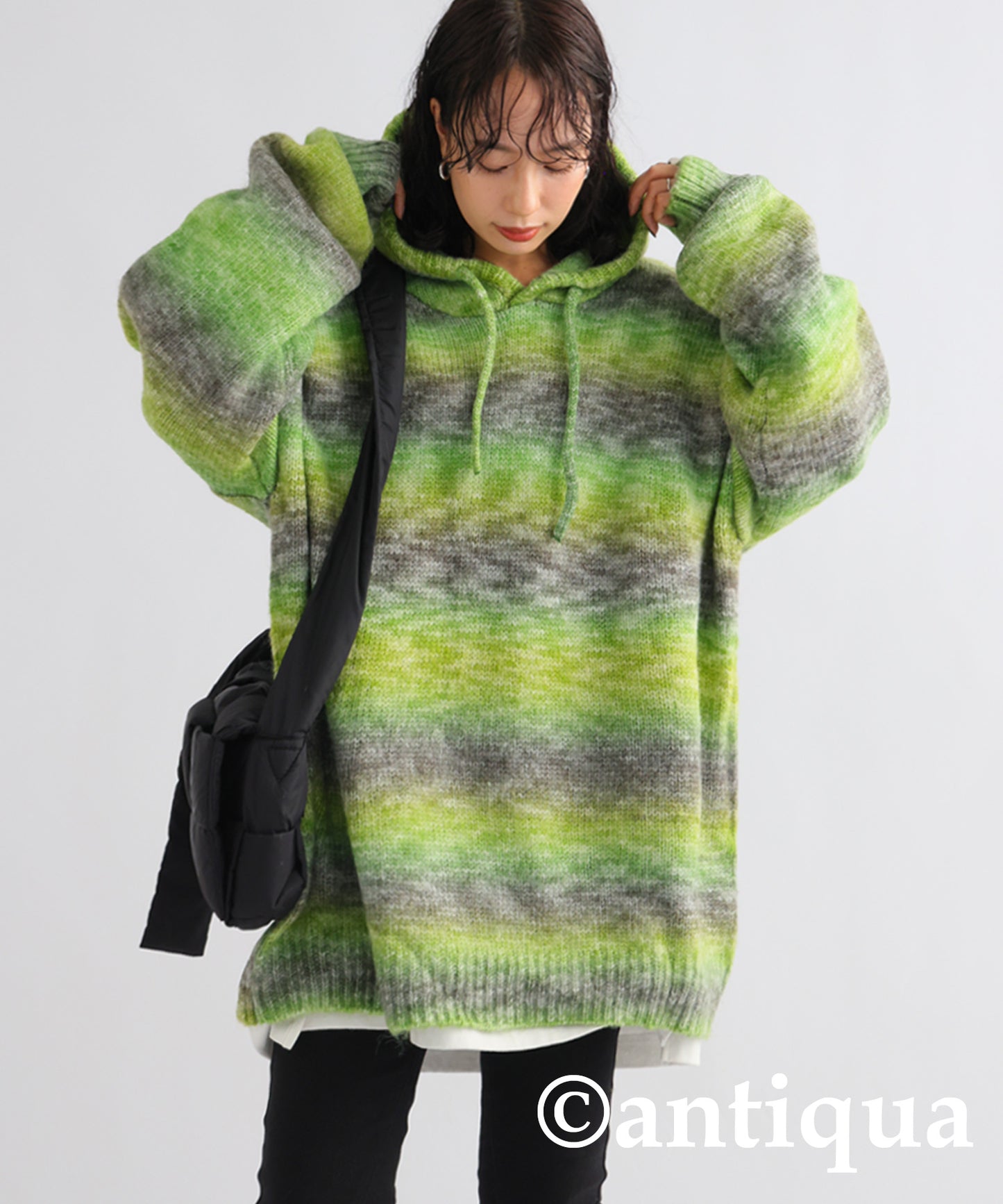 Gradient Knit Hoodie Ladies