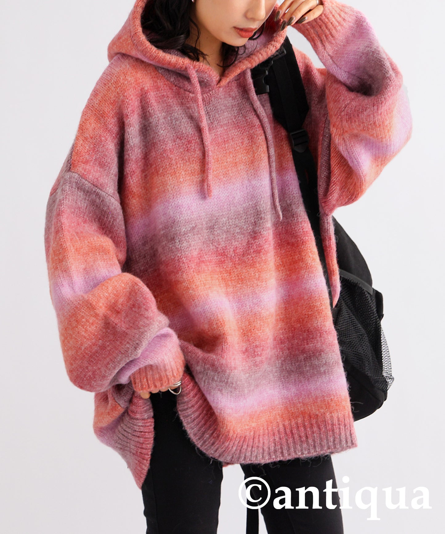 Gradient Knit Hoodie Ladies