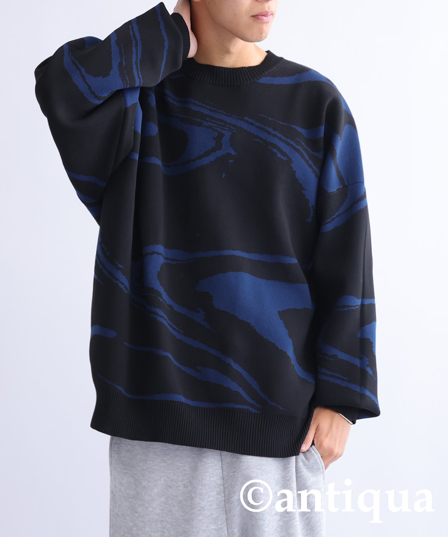 Watercolor pattern sponge knit Men's