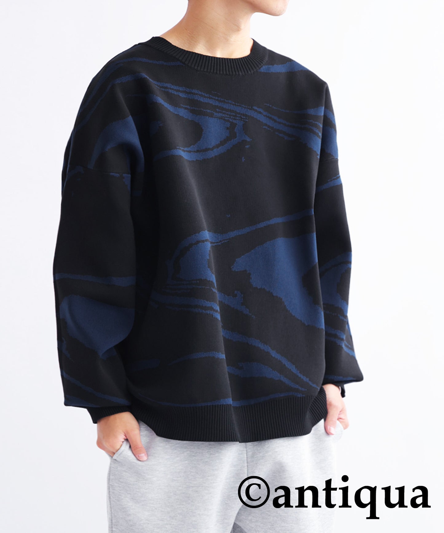 Watercolor pattern sponge knit Men's