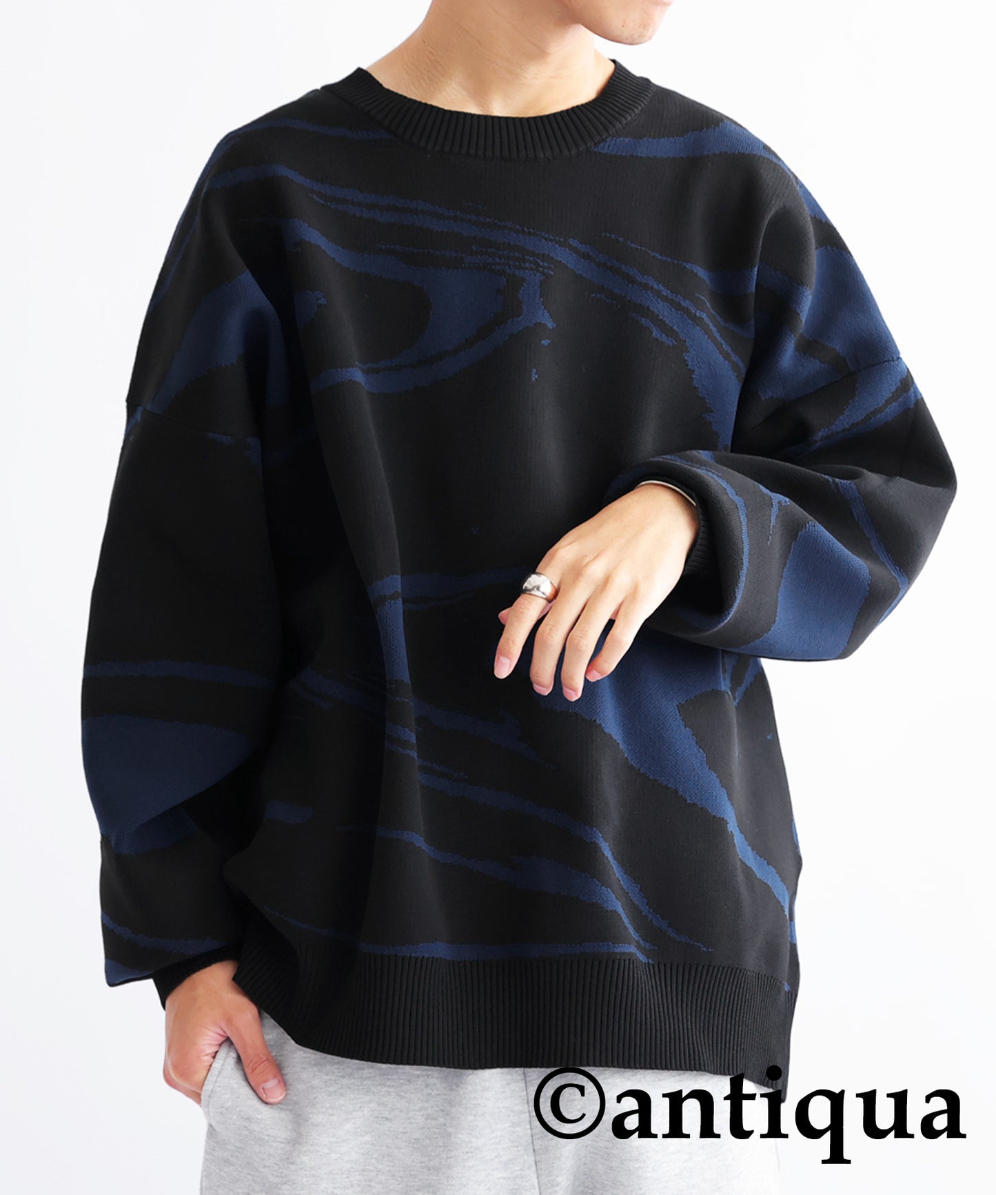 Watercolor pattern sponge knit Men's