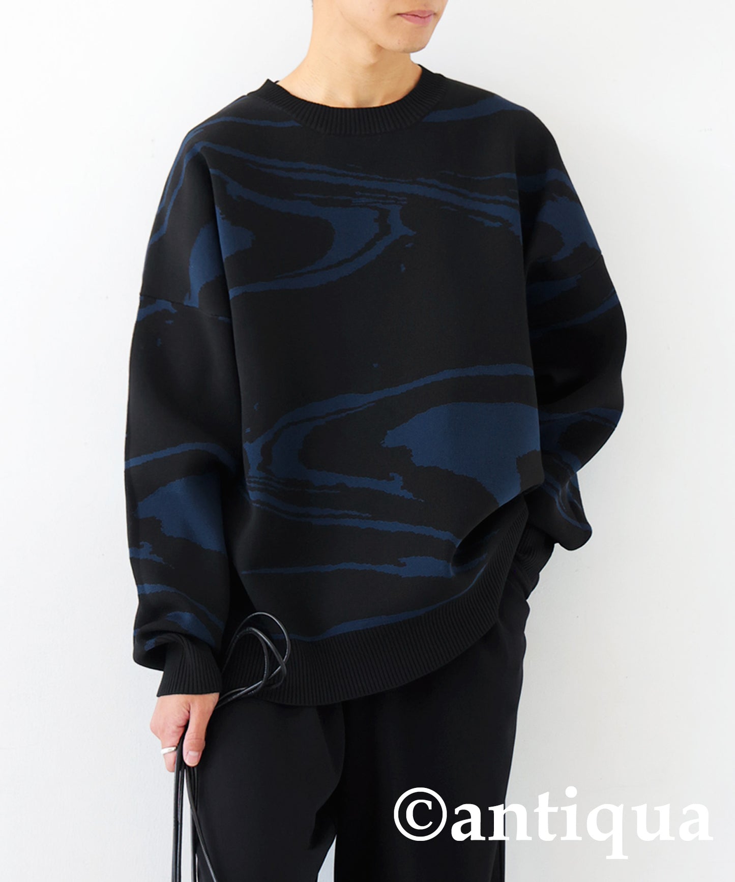 Watercolor pattern sponge knit Men's